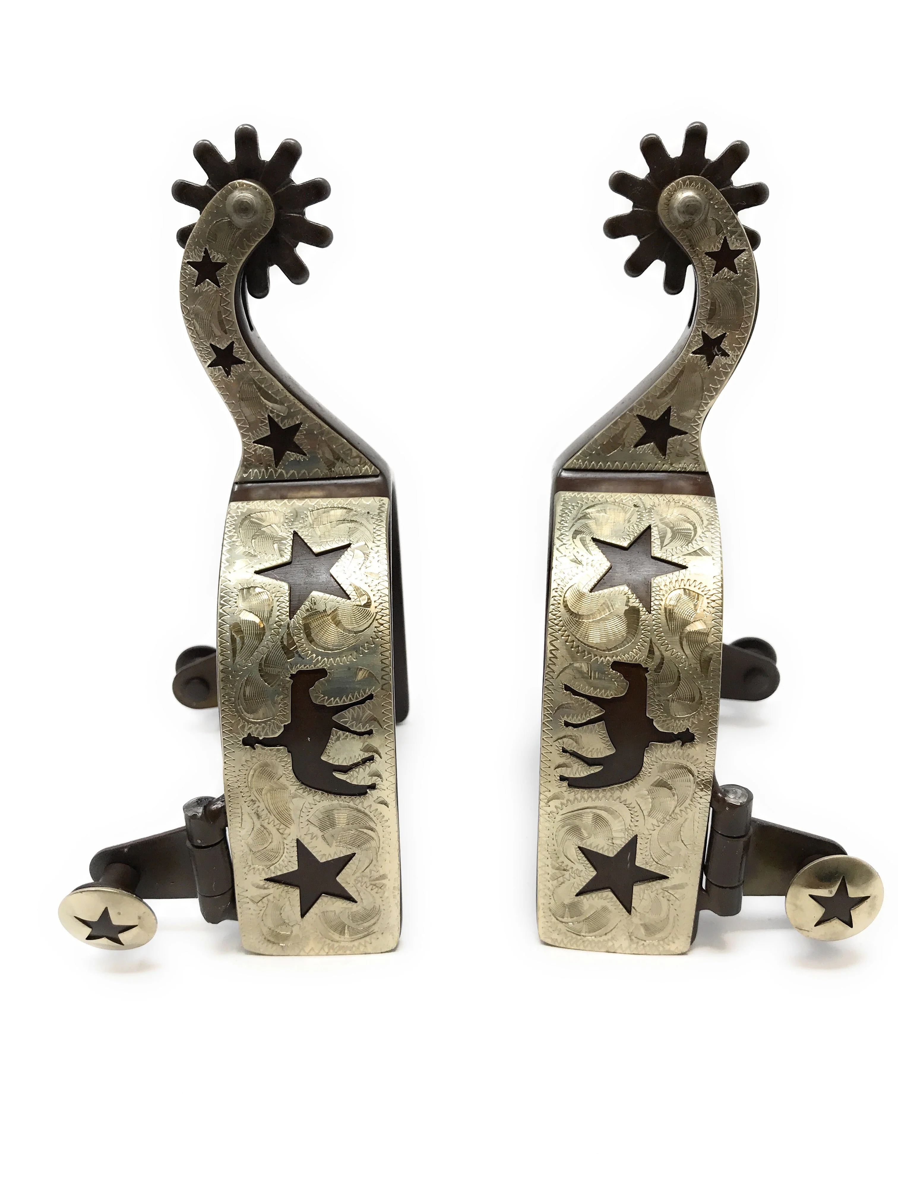 AJ Tack Men's Antique Brown Pleasure Horse and Stars Spurs - Image 2