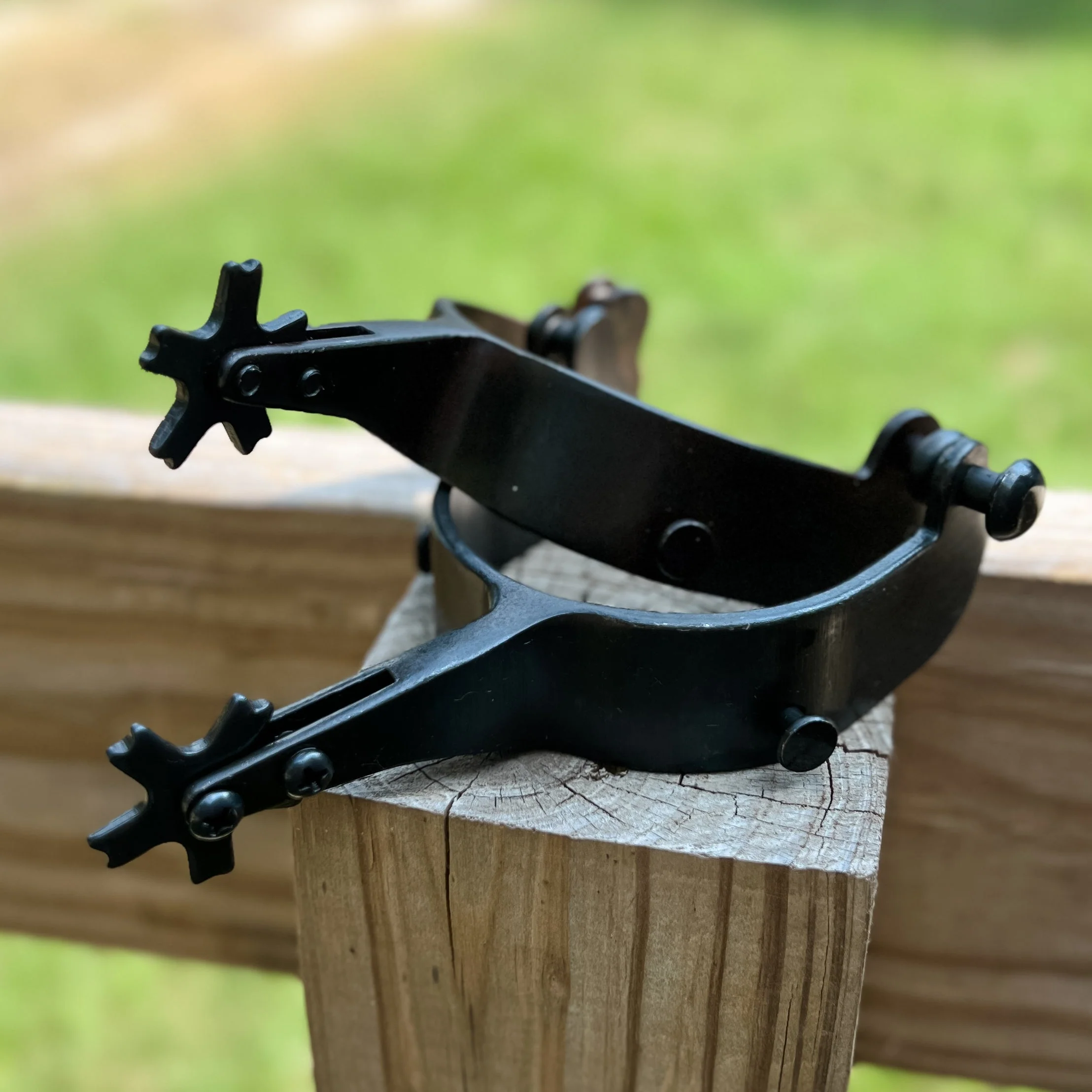 AJ Tack Men's Black Bull Riding Spurs - Image 3