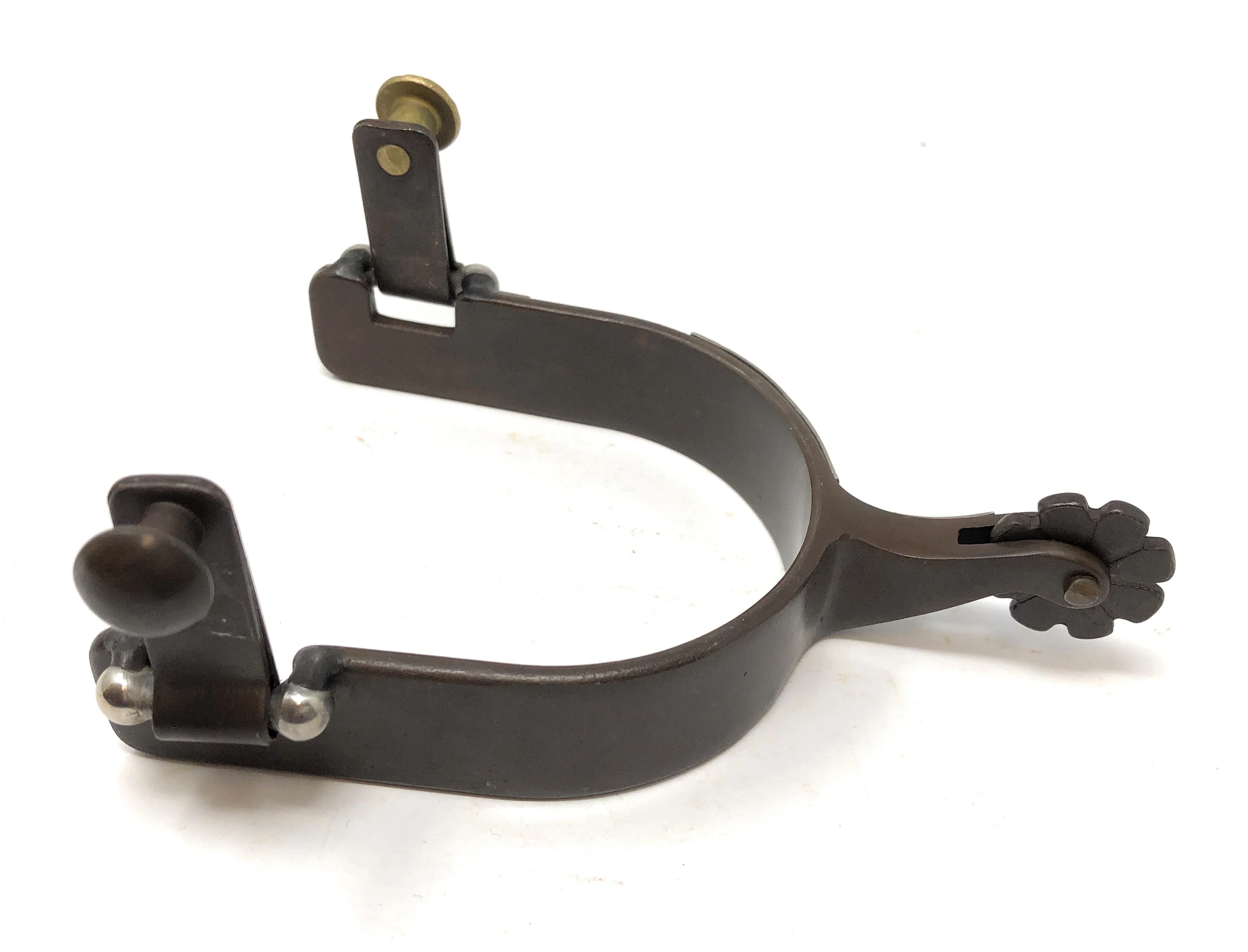 AJ Tack Men's Brown Antique Team Roping Offset Spurs - Image 4