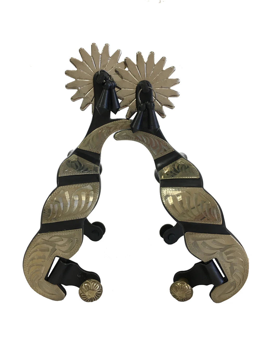 AJ Tack Men's Cowboy Show Spurs with Silver Engraving - Image 2