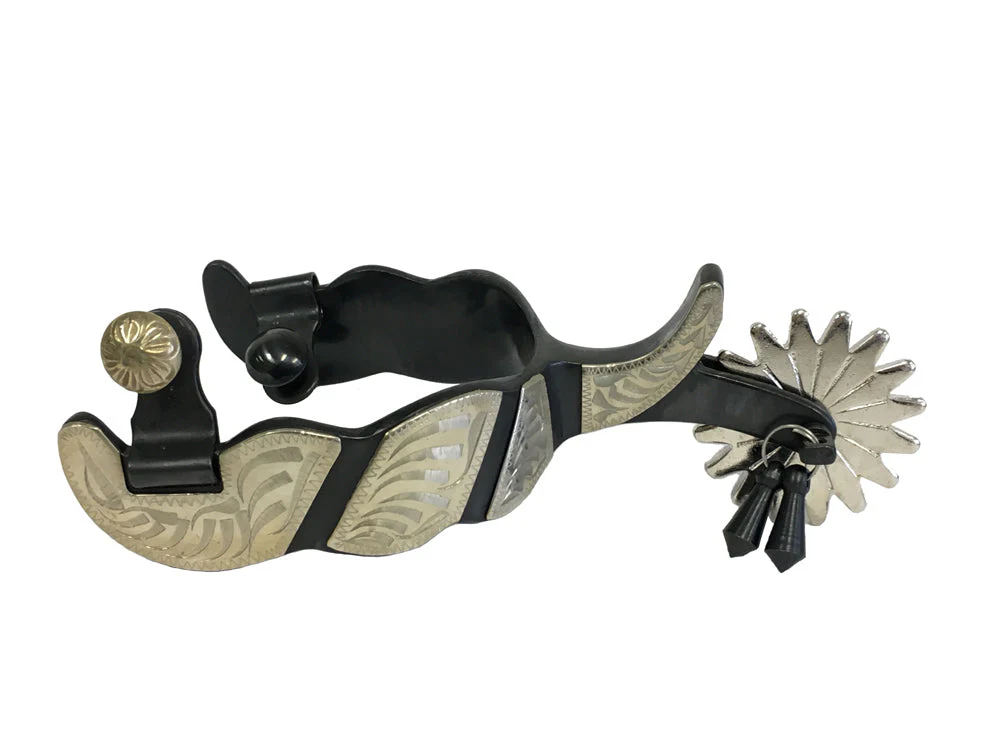AJ Tack Men's Cowboy Show Spurs with Silver Engraving - Image 3