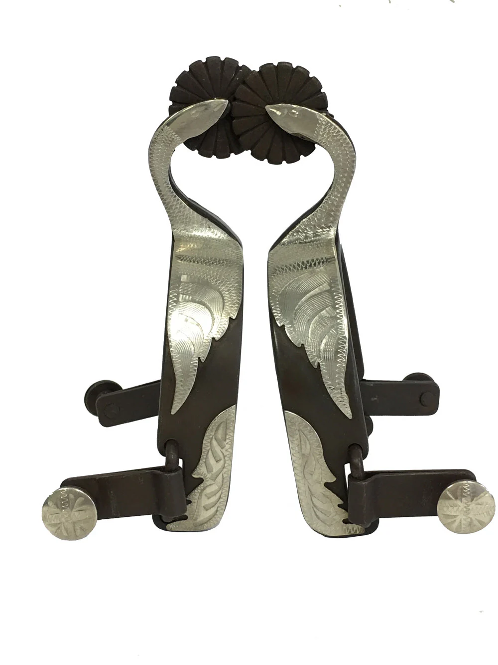 AJ Tack Men's Swan Shank Antique Brown Spurs - Image 4