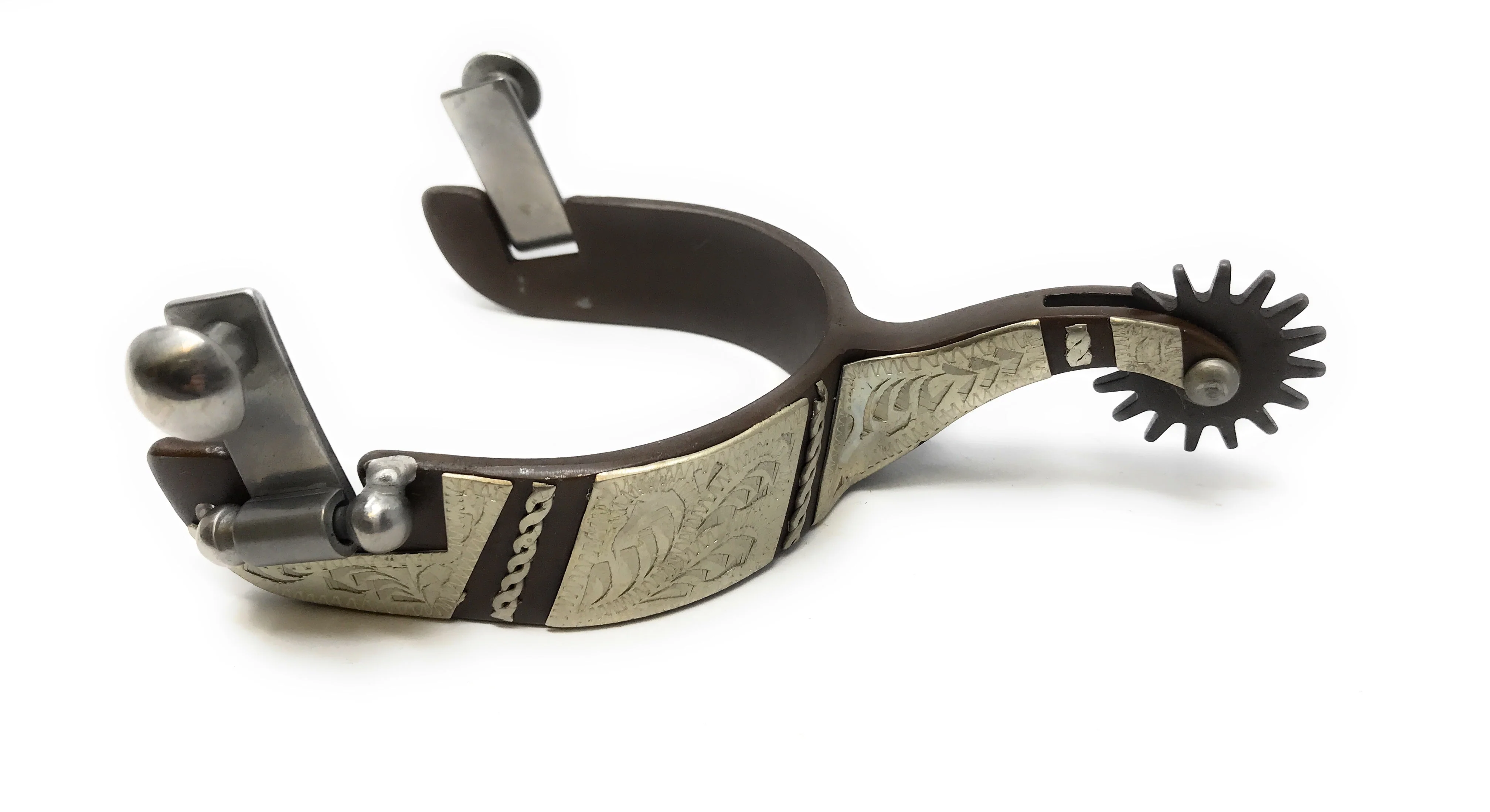 AJ Tack Men's Western Engraved Rock Grinder Spurs - Image 3