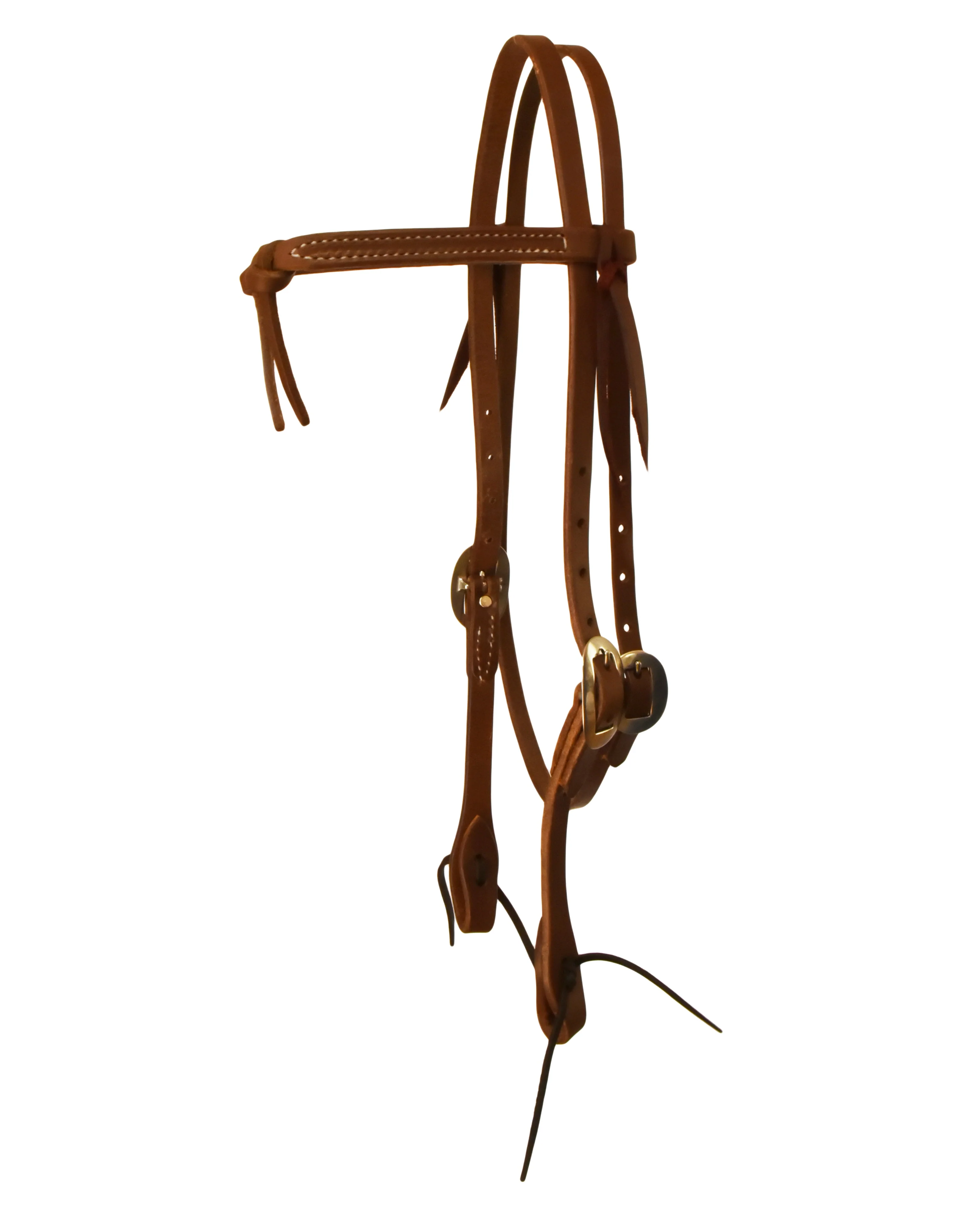 AJ Tack Oiled Harness Leather Knotted Browband Headstall - Image 2