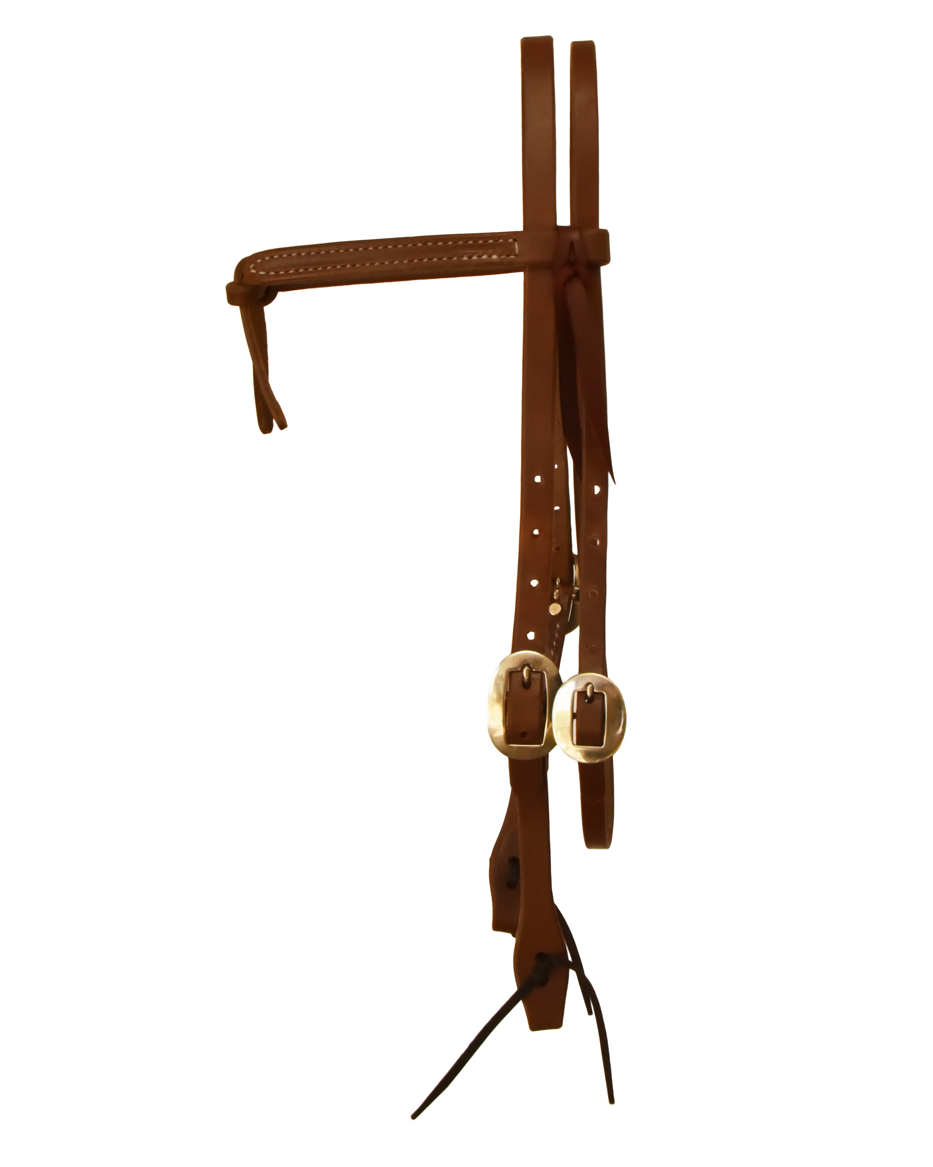 AJ Tack Oiled Harness Leather Knotted Browband Headstall - Image 3