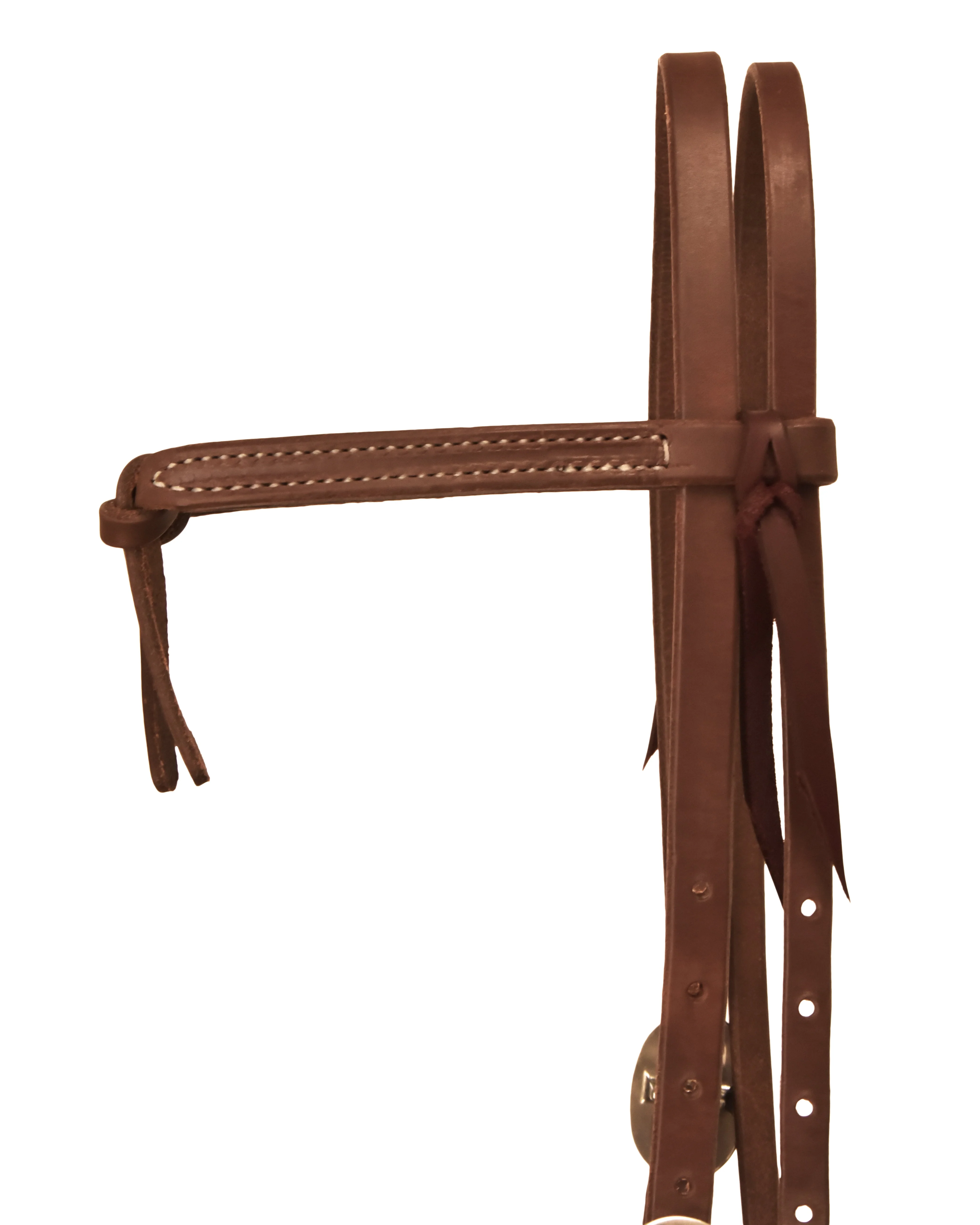 AJ Tack Oiled Harness Leather Knotted Browband Headstall - Image 4