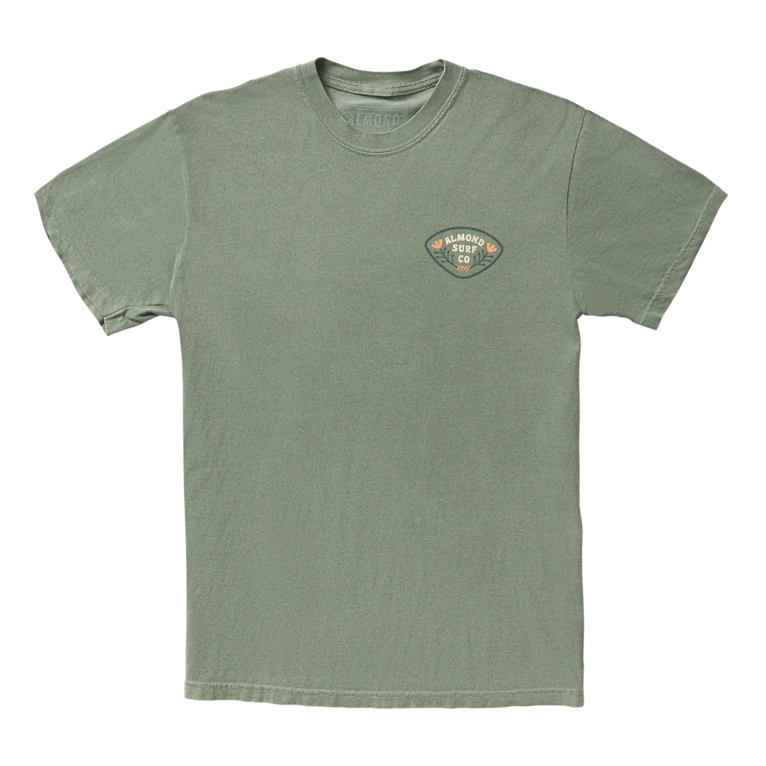 Almond Poppy Badge Tee | Moss Green - Image 2