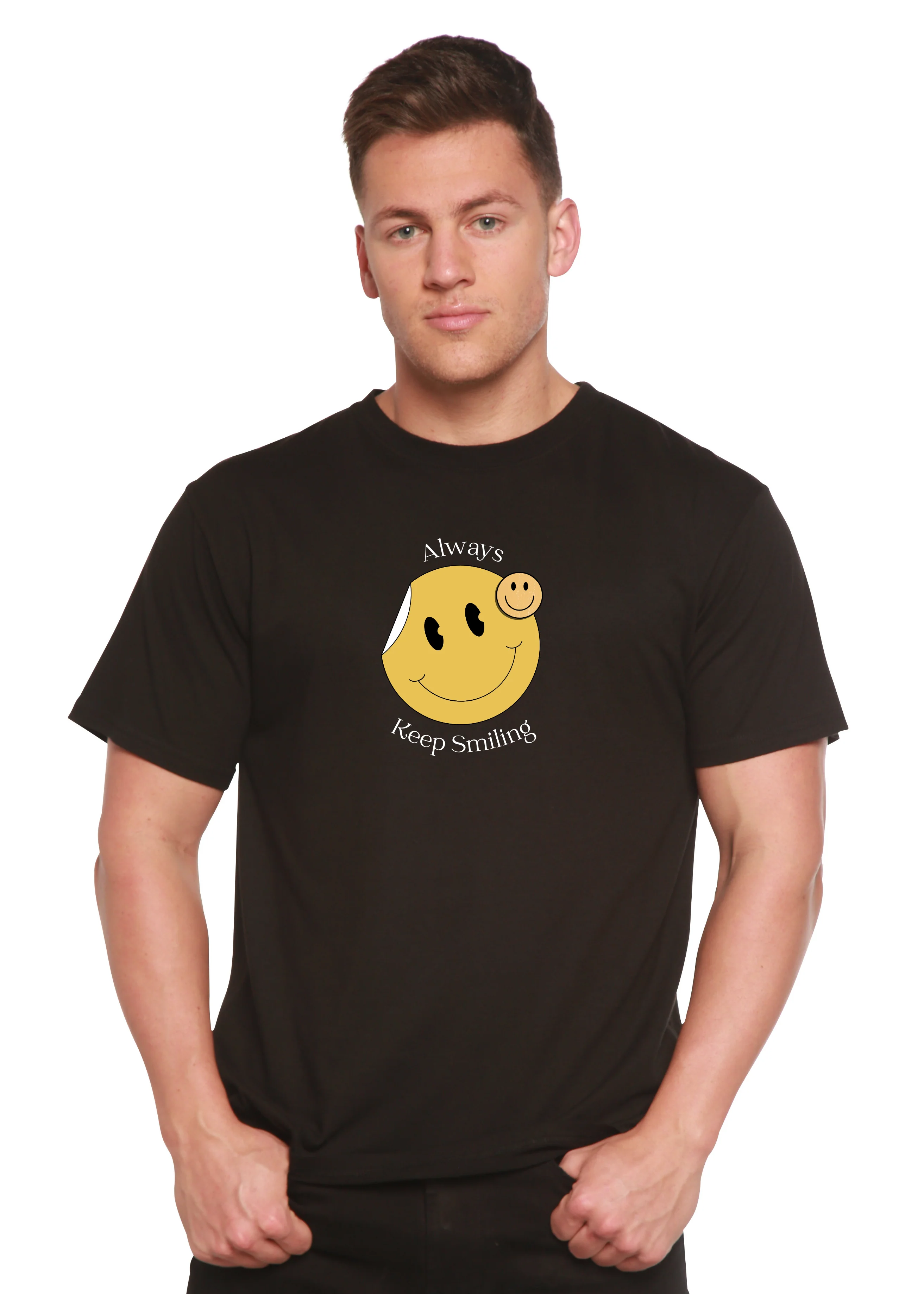 Always Keep Smiling Men's Bamboo Viscose/Organic Cotton Short Sleeve Graphic T-Shirt - Image 2
