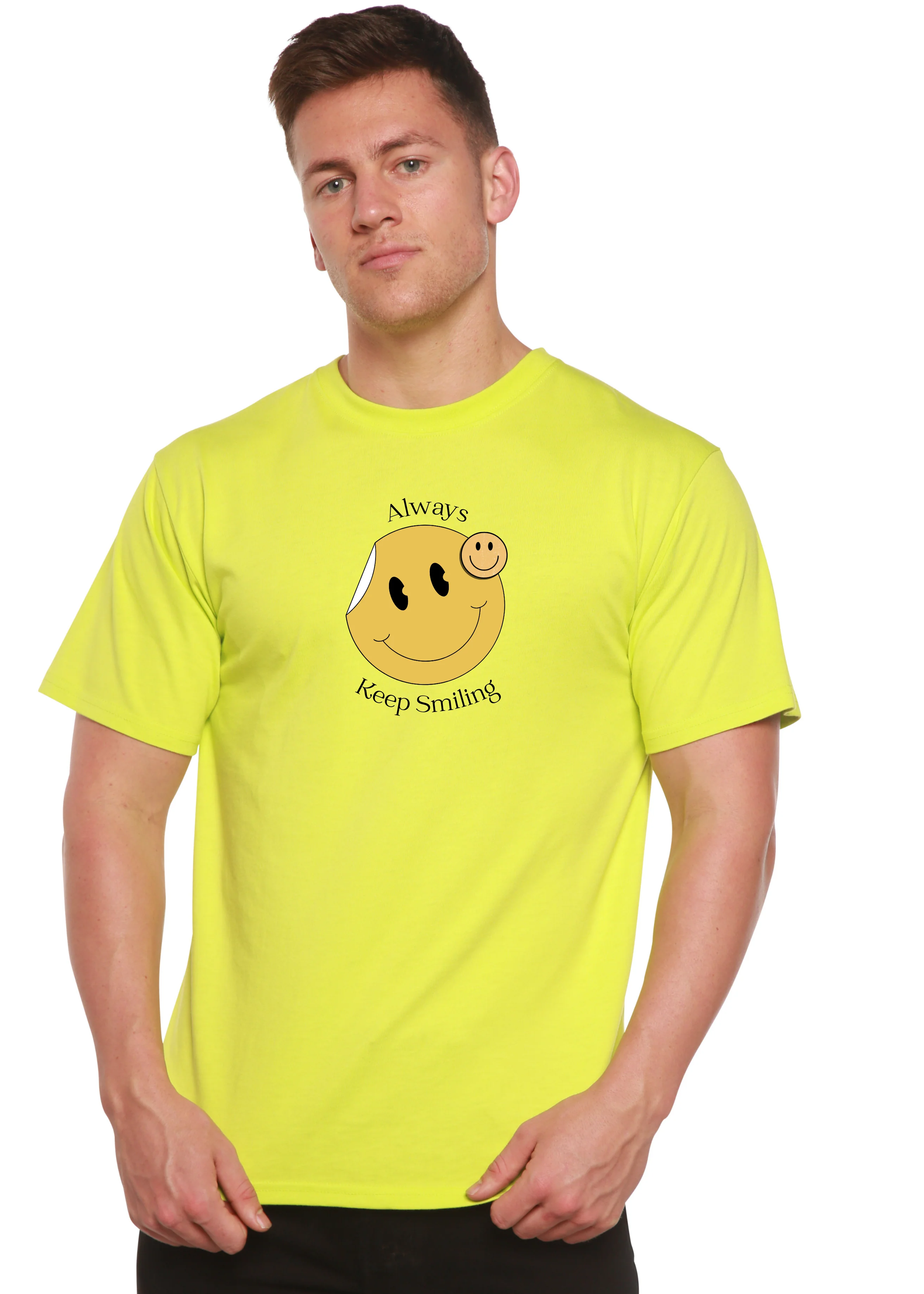 Always Keep Smiling Men's Bamboo Viscose/Organic Cotton Short Sleeve Graphic T-Shirt - Image 6