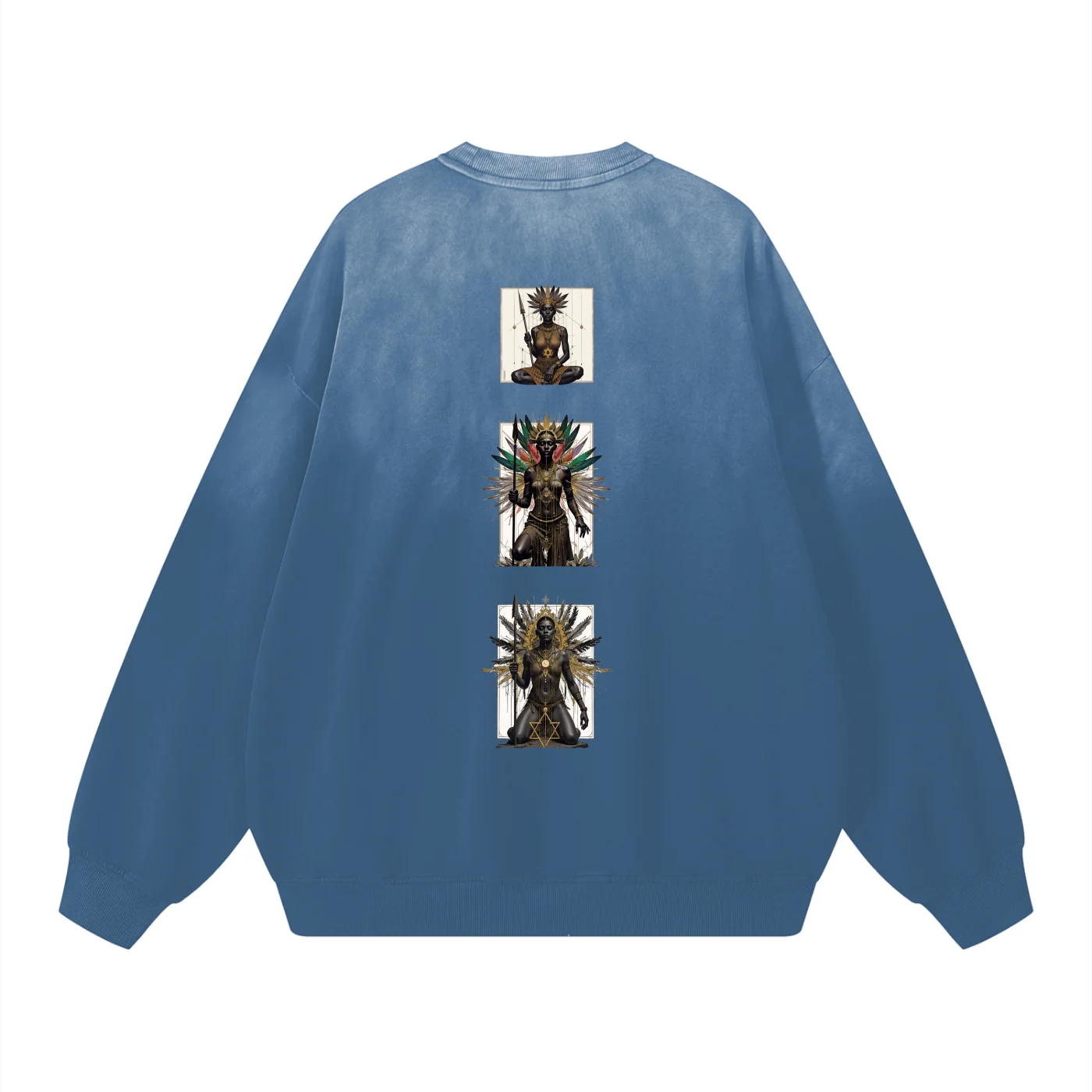 Amaru Khan Stars Handcrafted Vintage Wash Drop-Shoulder Sweatshirt - Image 9