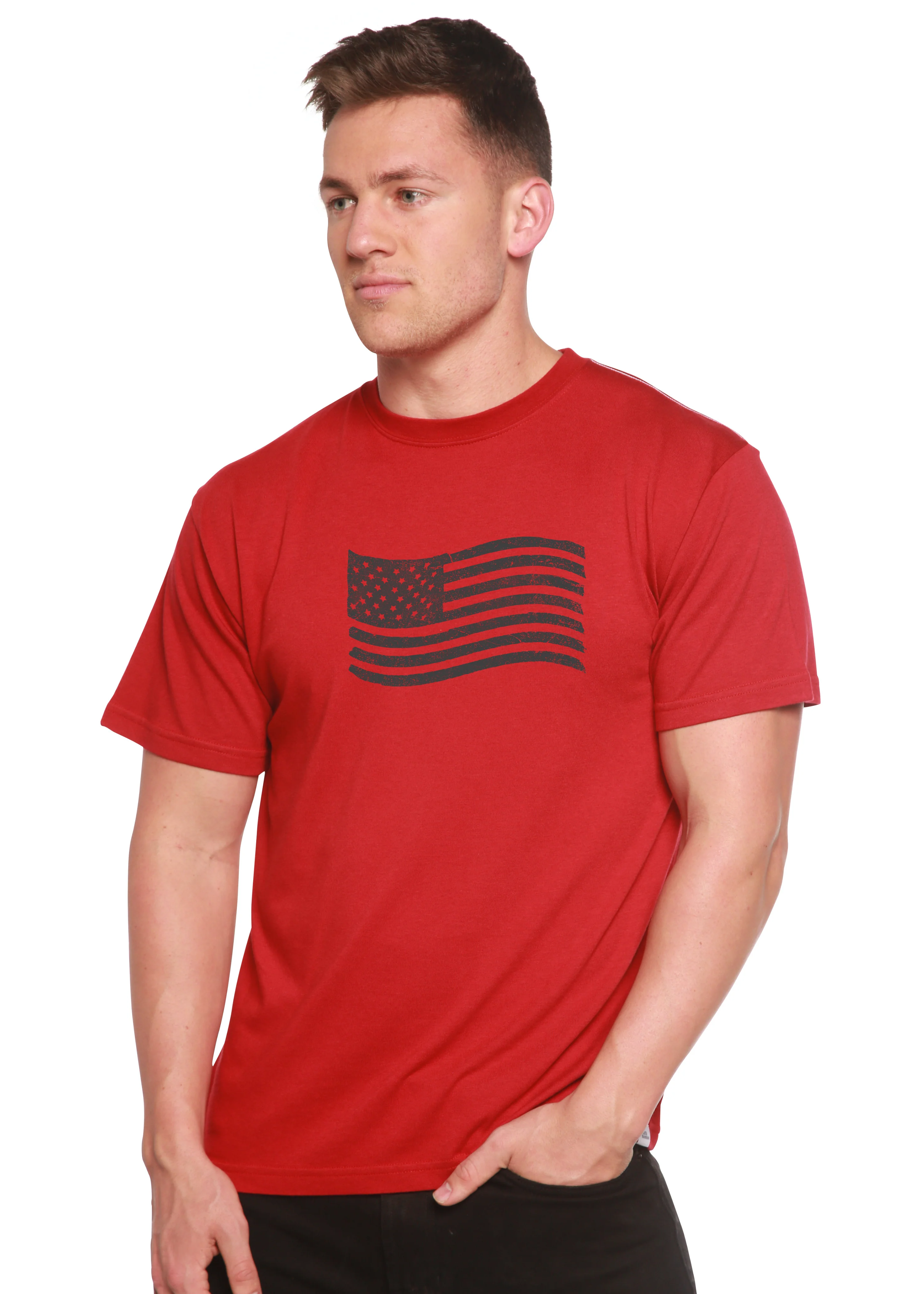 American Flag Men's Bamboo Short Sleeve Graphic T-Shirt - Image 3