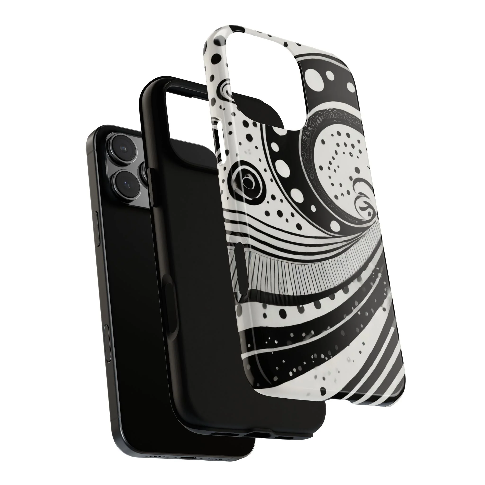 Artistic Black & White Swirl Tough Phone Case - Image 100