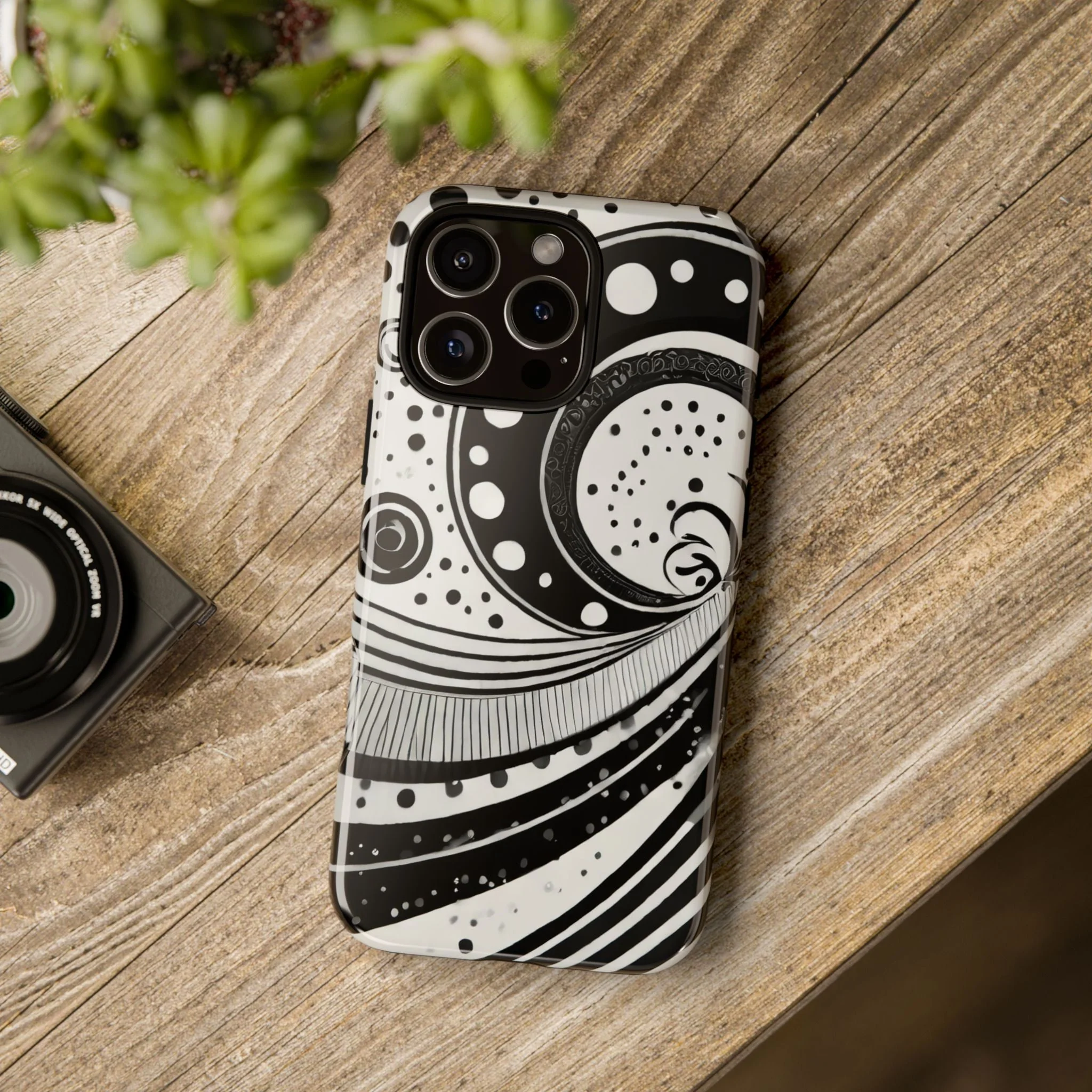 Artistic Black & White Swirl Tough Phone Case - Image 101