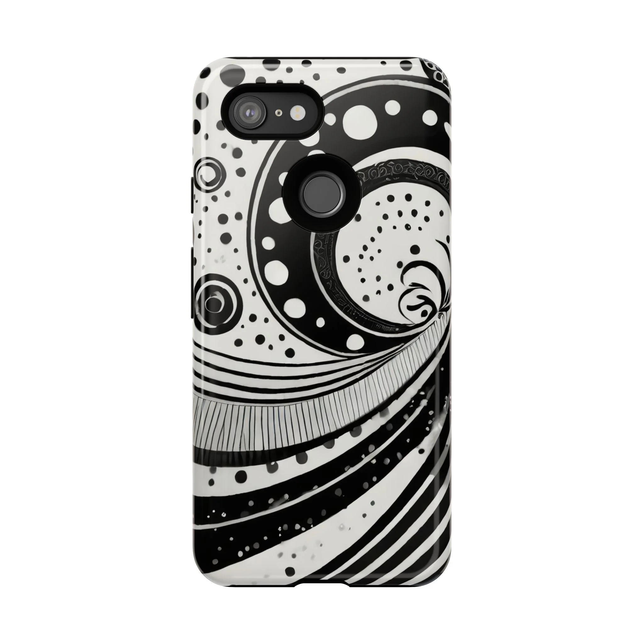 Artistic Black & White Swirl Tough Phone Case - Image 41