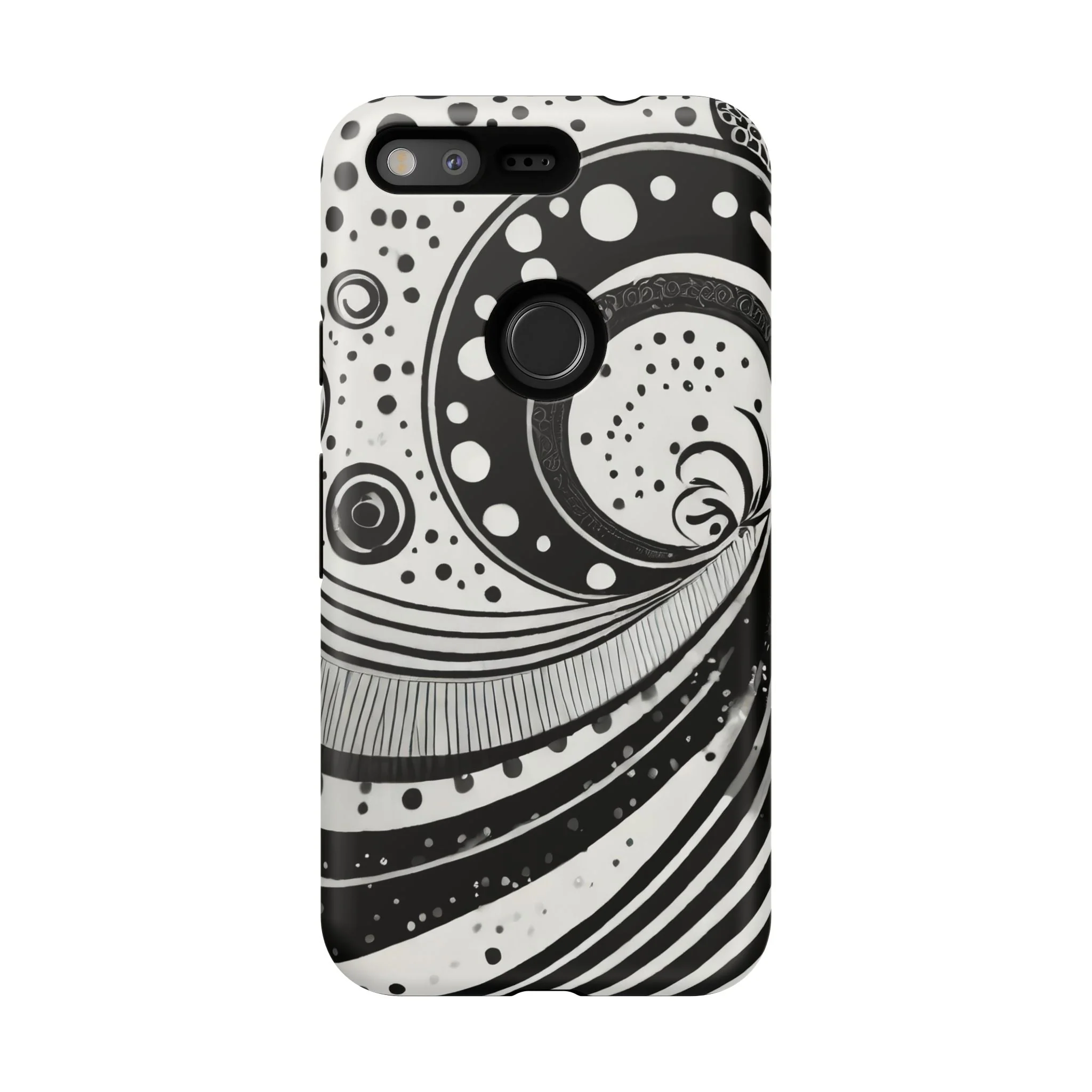 Artistic Black & White Swirl Tough Phone Case - Image 44