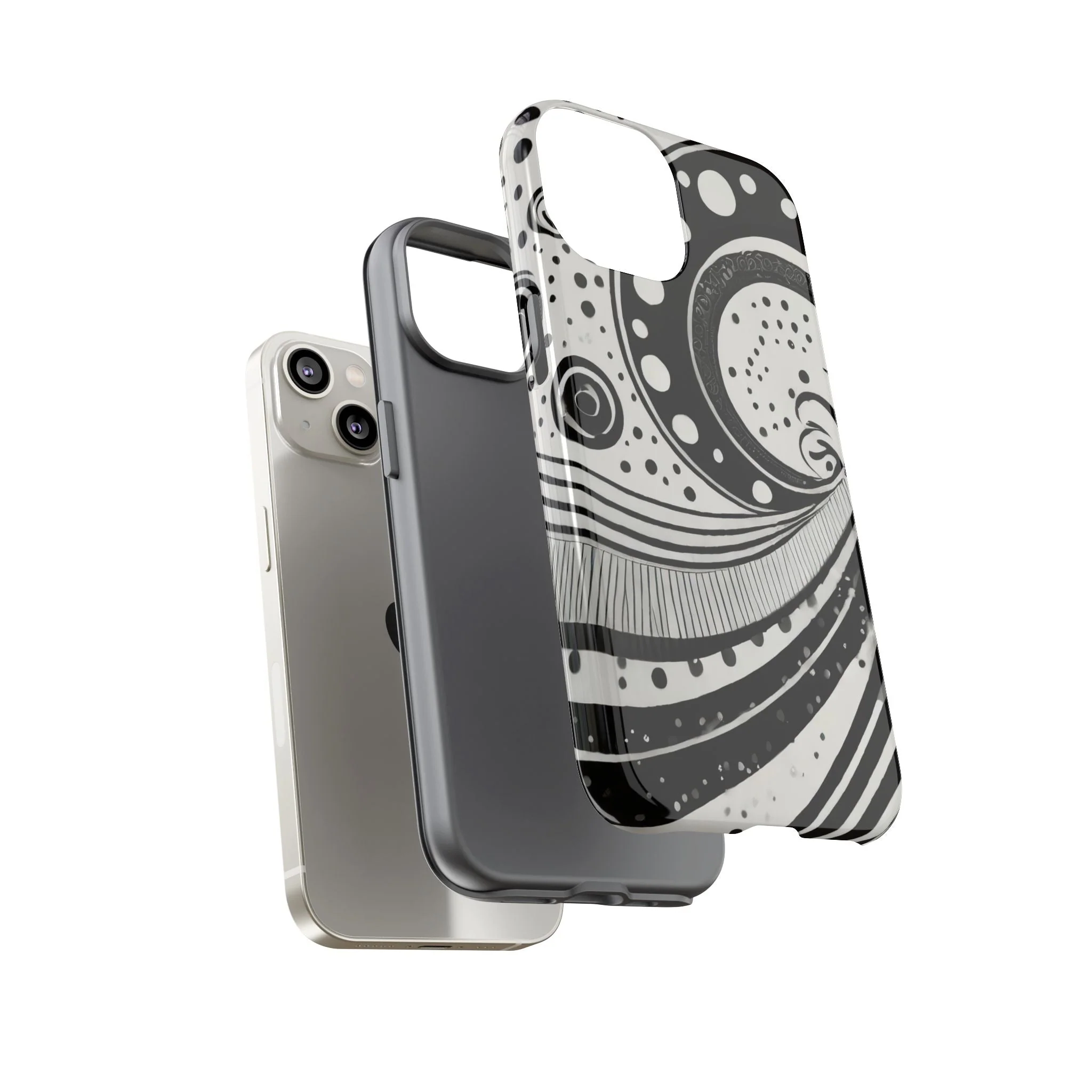 Artistic Black & White Swirl Tough Phone Case - Image 54