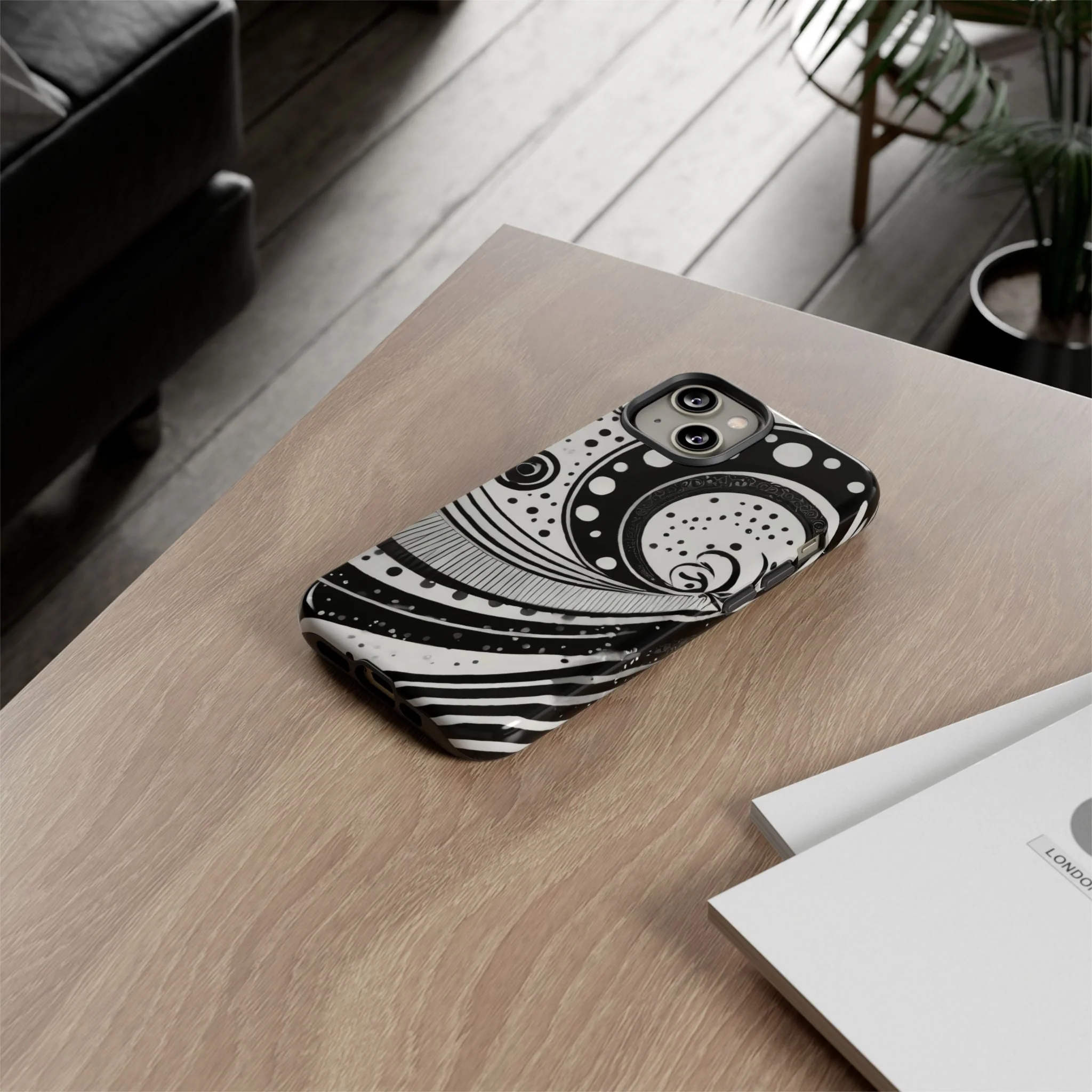 Artistic Black & White Swirl Tough Phone Case - Image 55