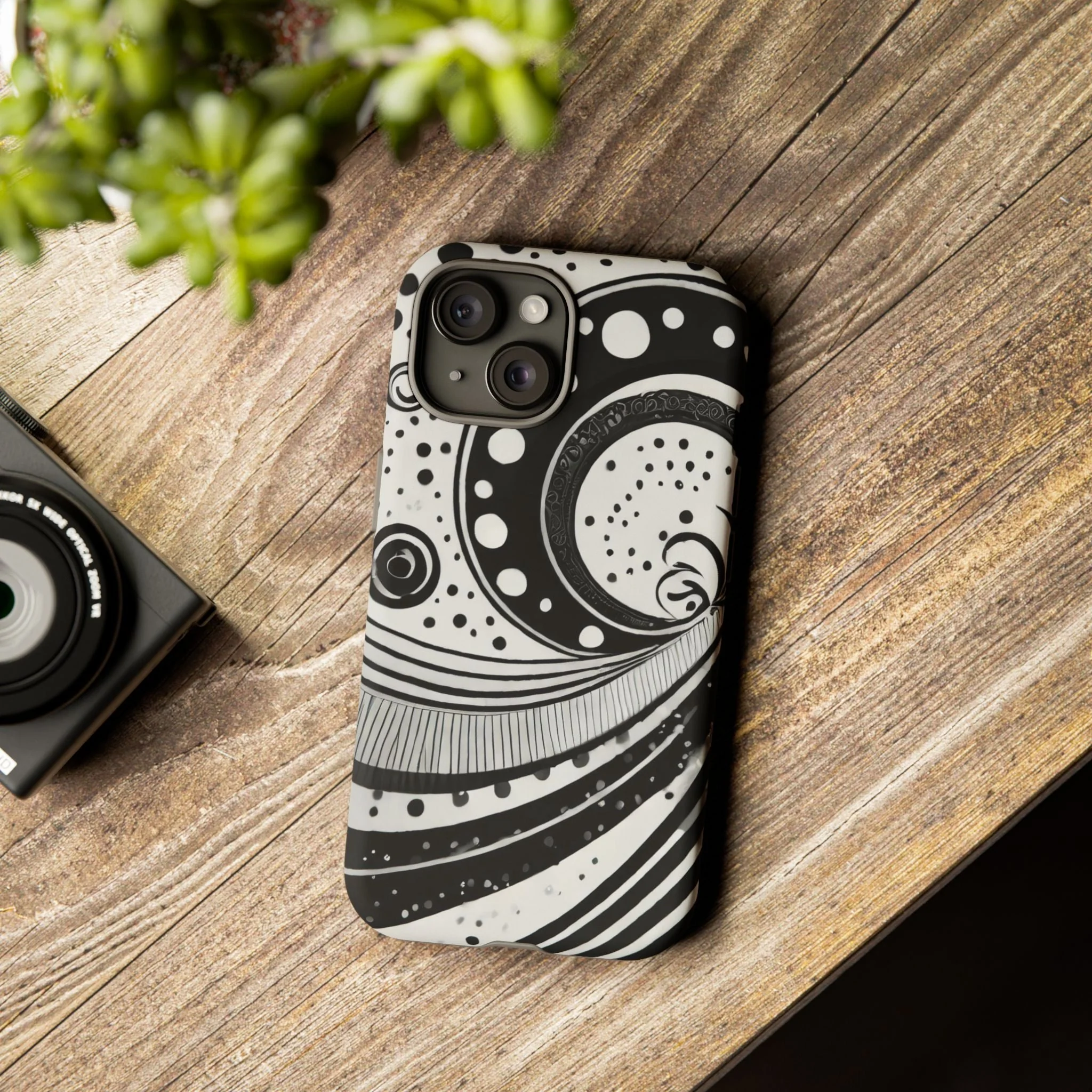 Artistic Black & White Swirl Tough Phone Case - Image 74