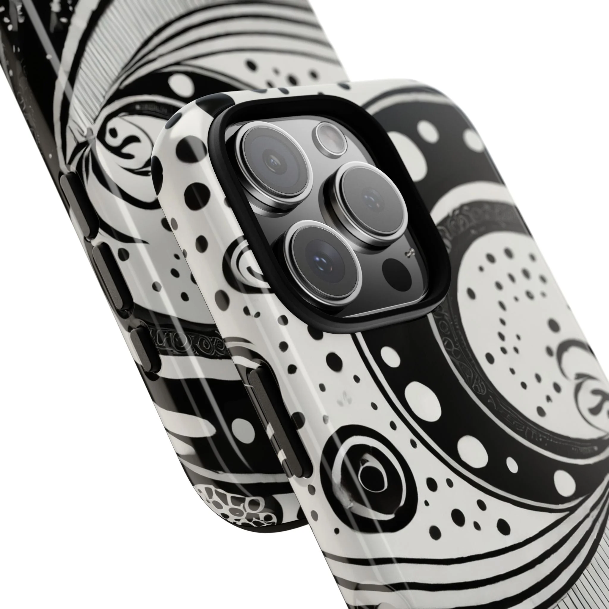 Artistic Black & White Swirl Tough Phone Case - Image 93