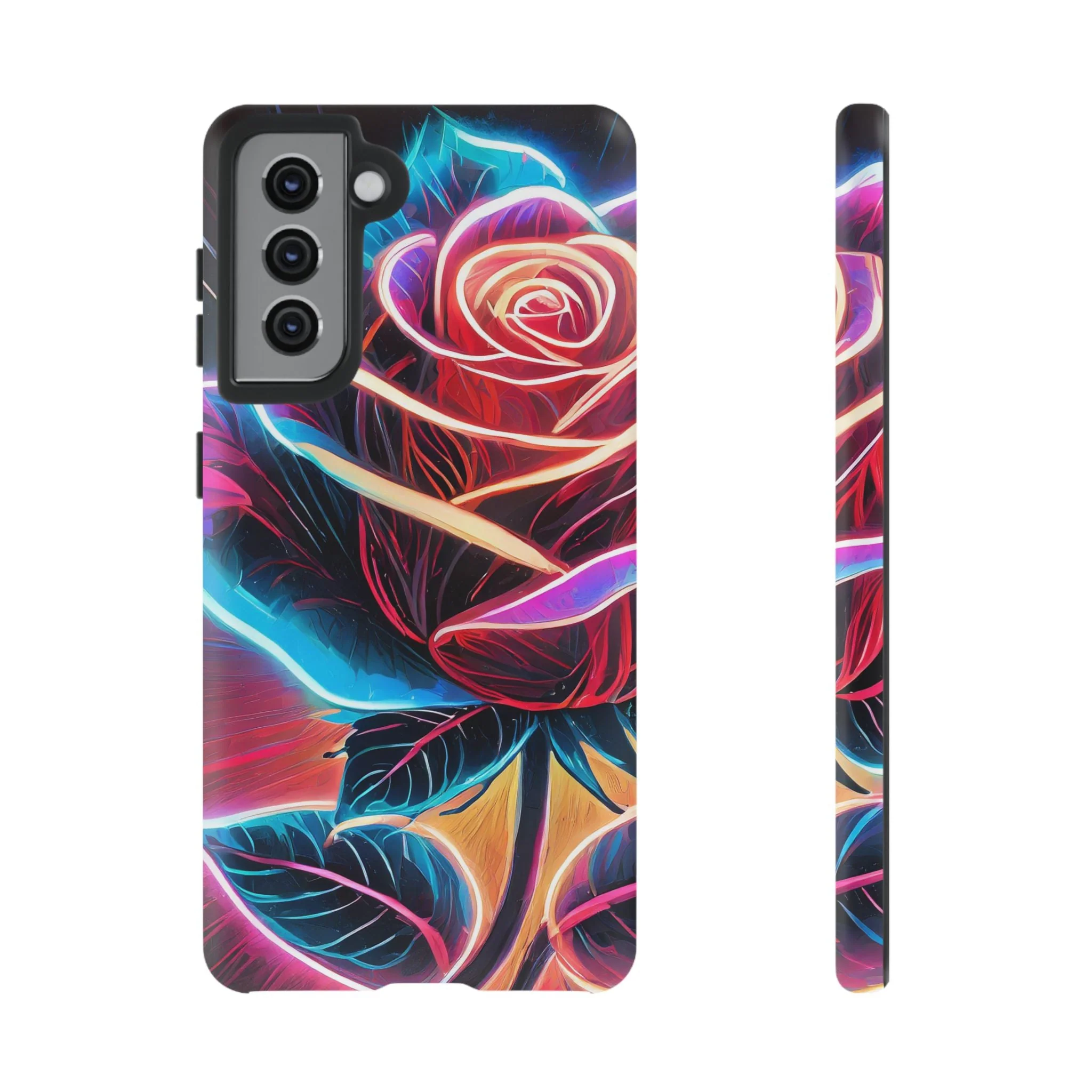 Artistic Neon Rose Tough Phone Case - Image 18