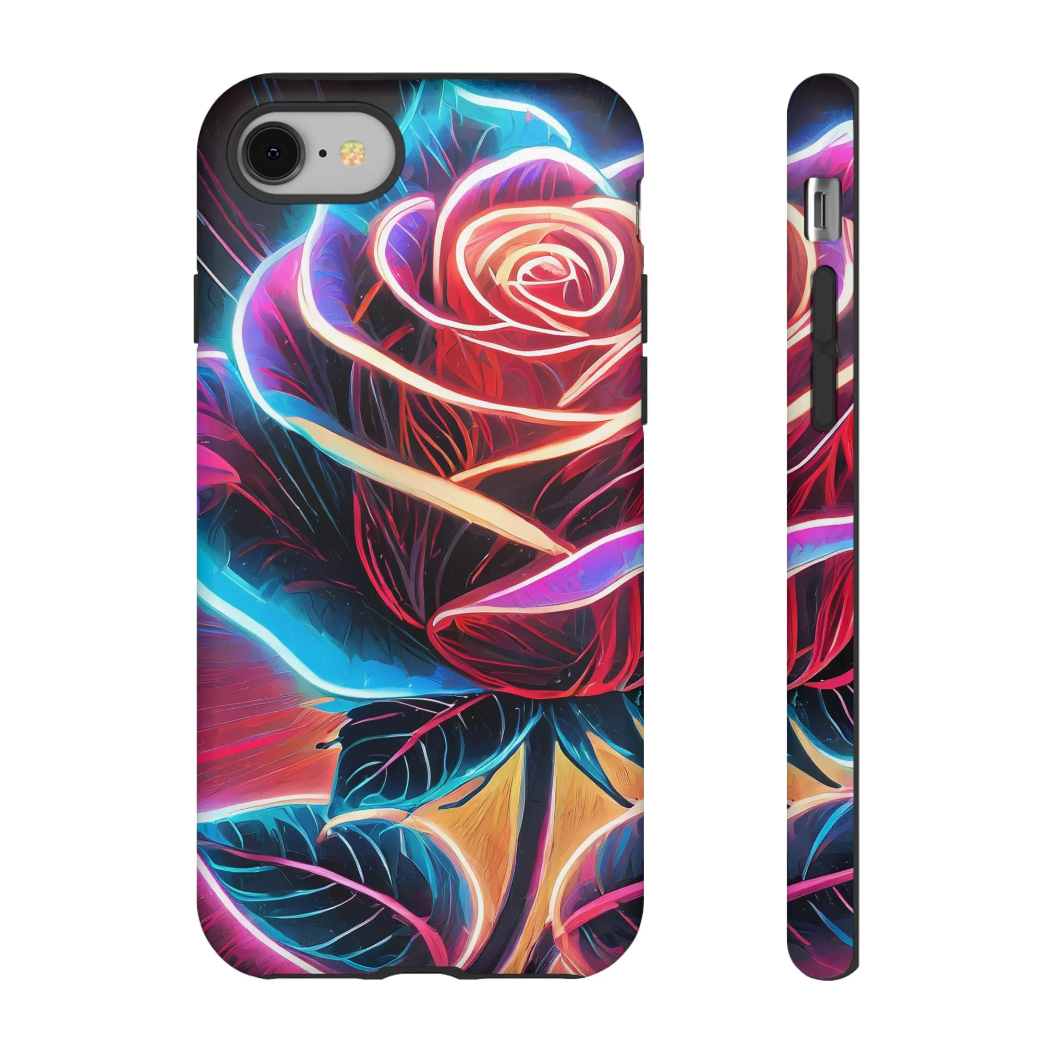 Artistic Neon Rose Tough Phone Case - Image 2