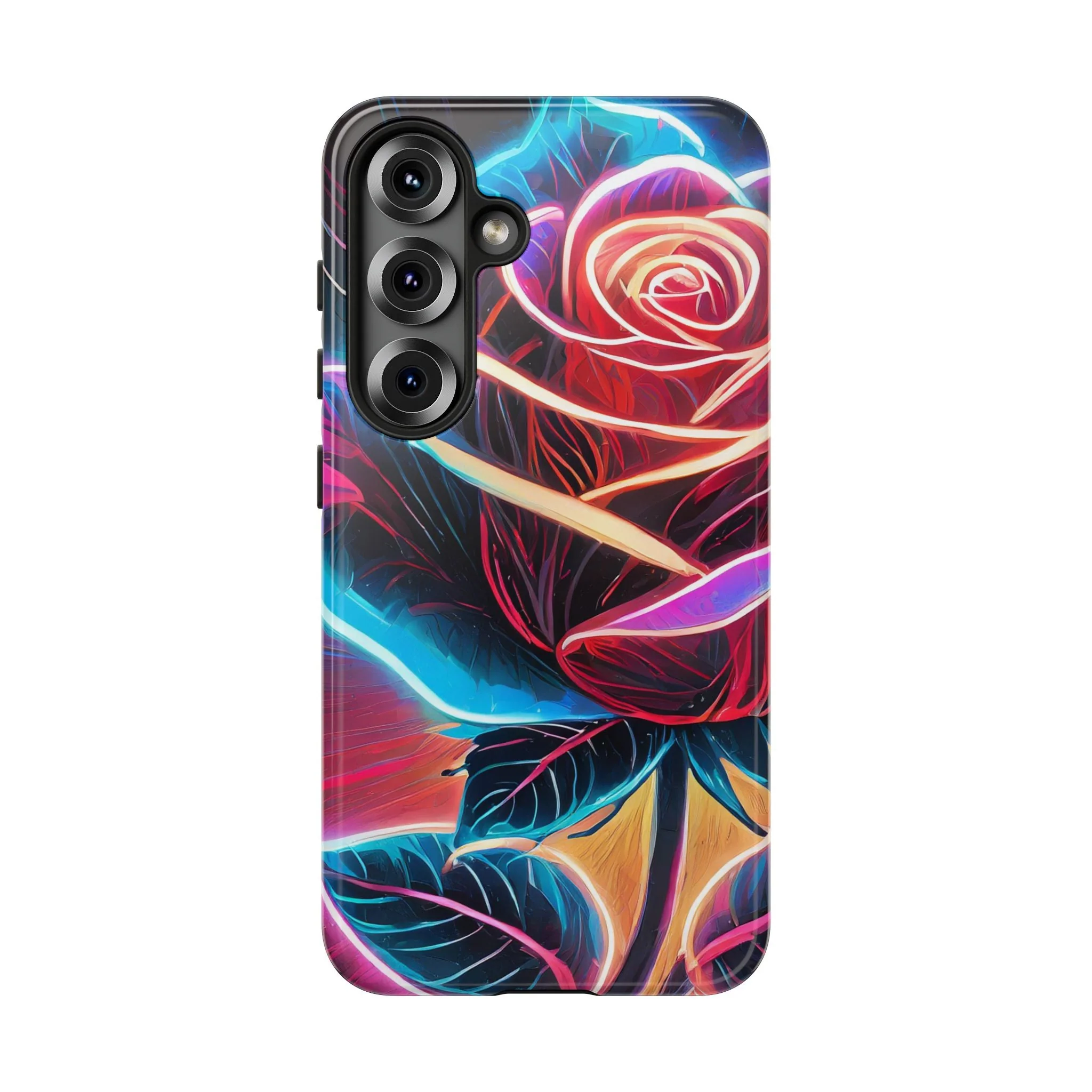 Artistic Neon Rose Tough Phone Case - Image 45