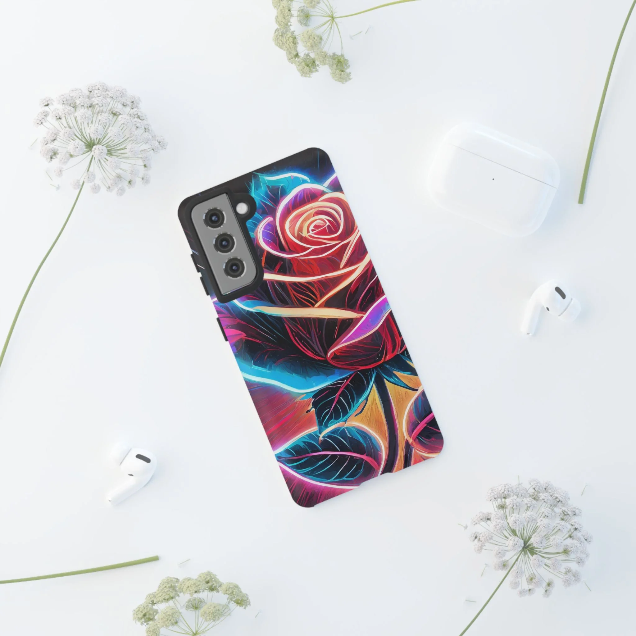 Artistic Neon Rose Tough Phone Case - Image 50