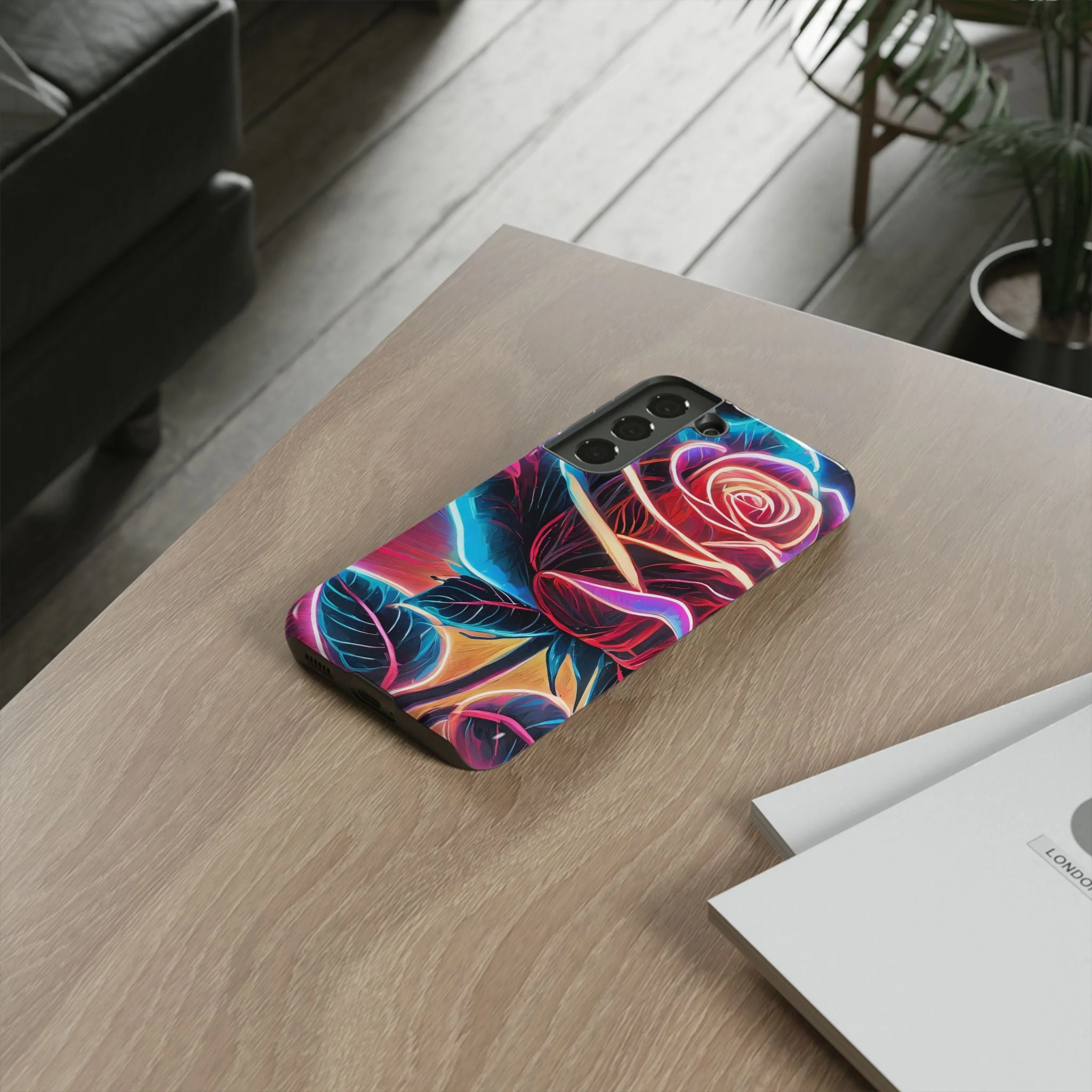 Artistic Neon Rose Tough Phone Case - Image 51
