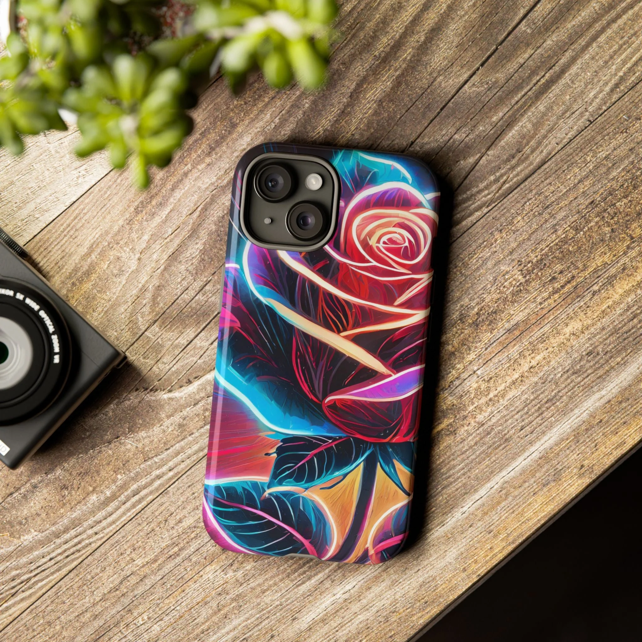 Artistic Neon Rose Tough Phone Case - Image 66