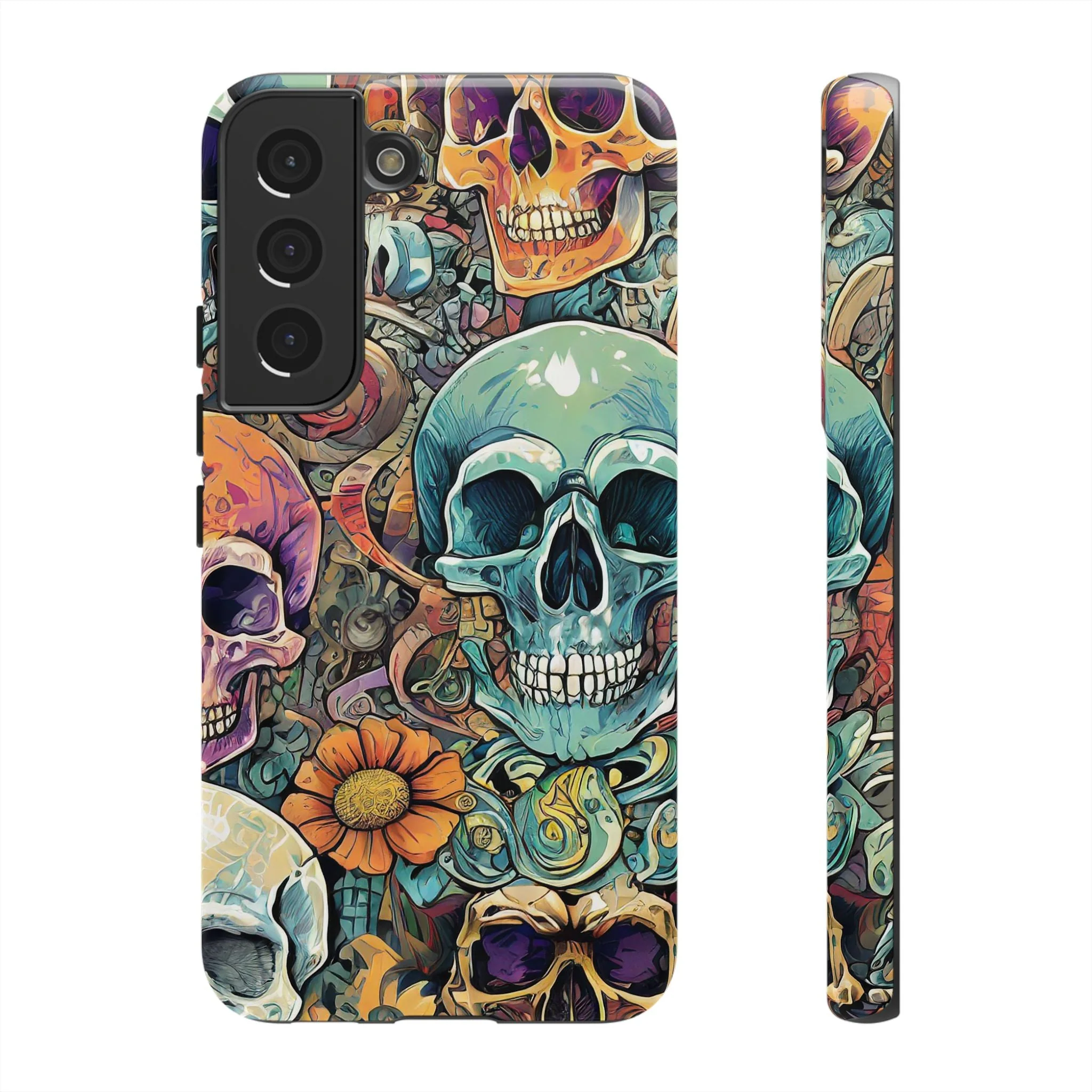 Artistic Skull Collage Tough Phone Case - Image 21