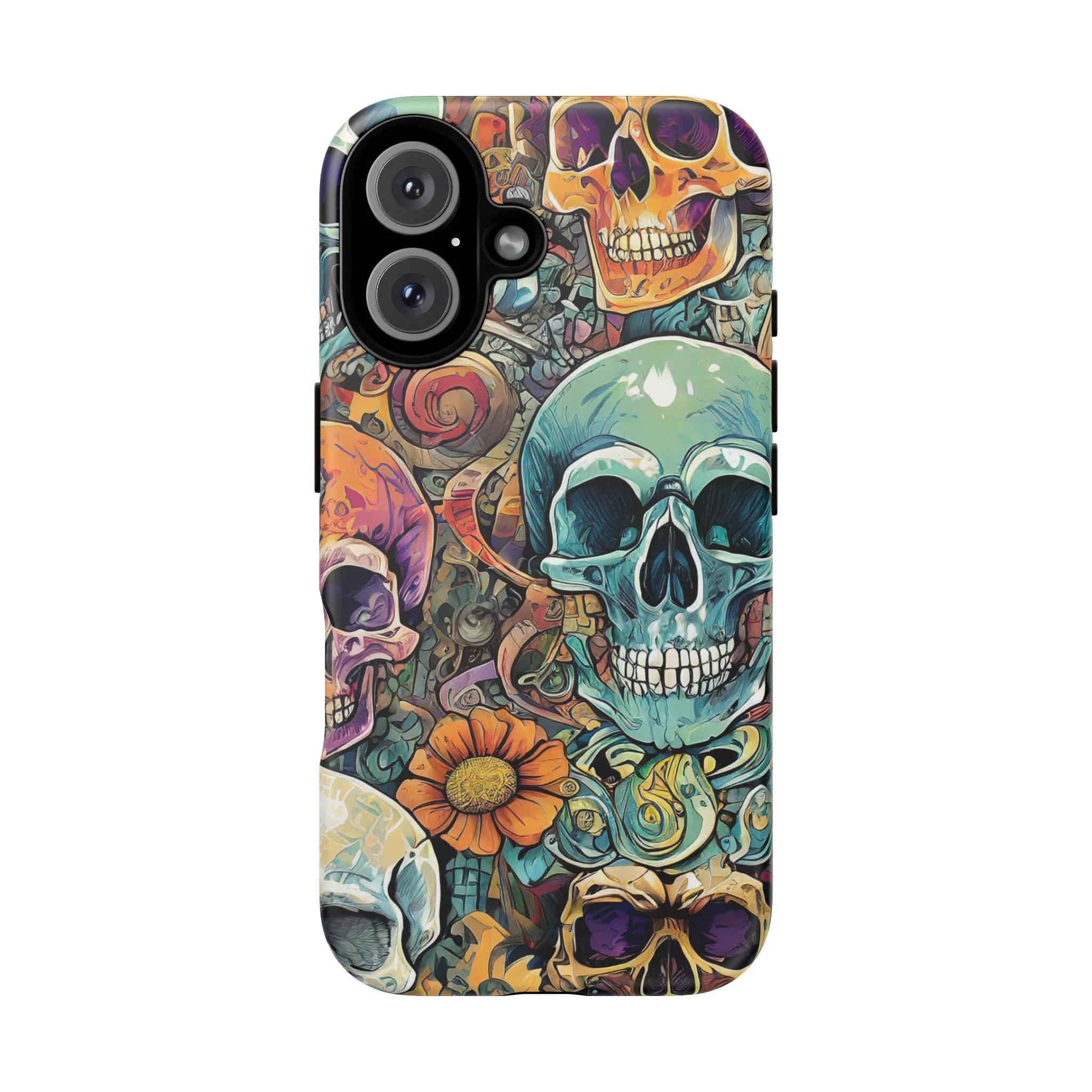 Artistic Skull Collage Tough Phone Case - Image 34