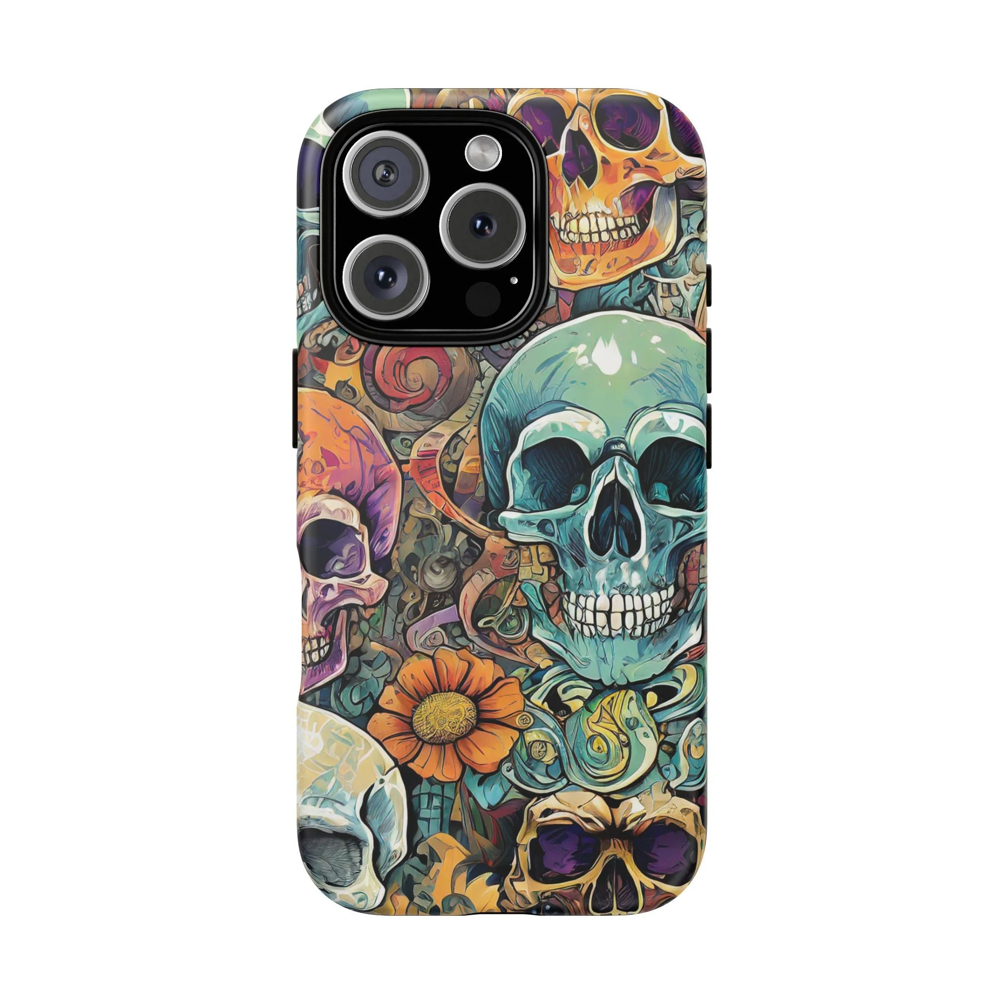 Artistic Skull Collage Tough Phone Case - Image 36