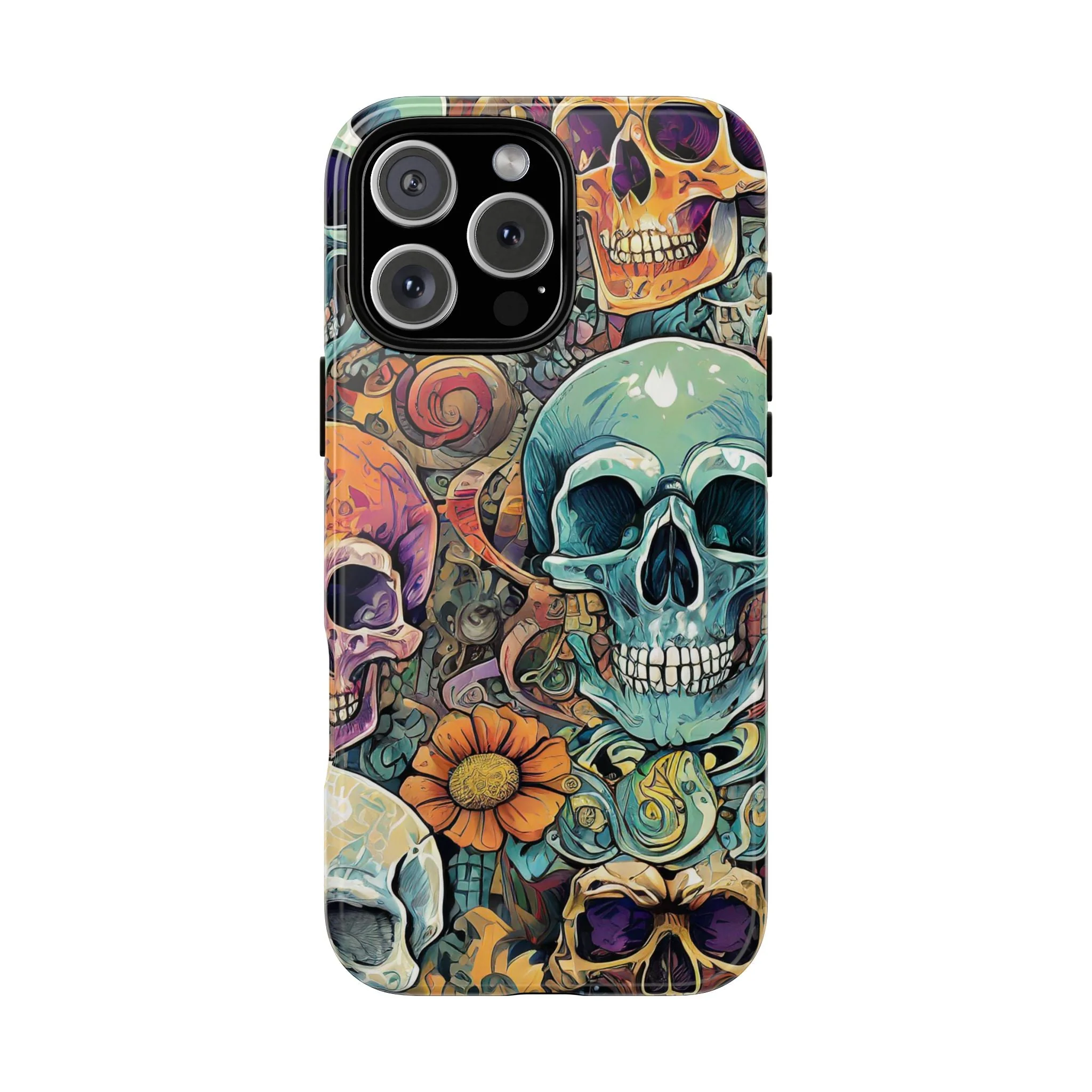 Artistic Skull Collage Tough Phone Case - Image 37
