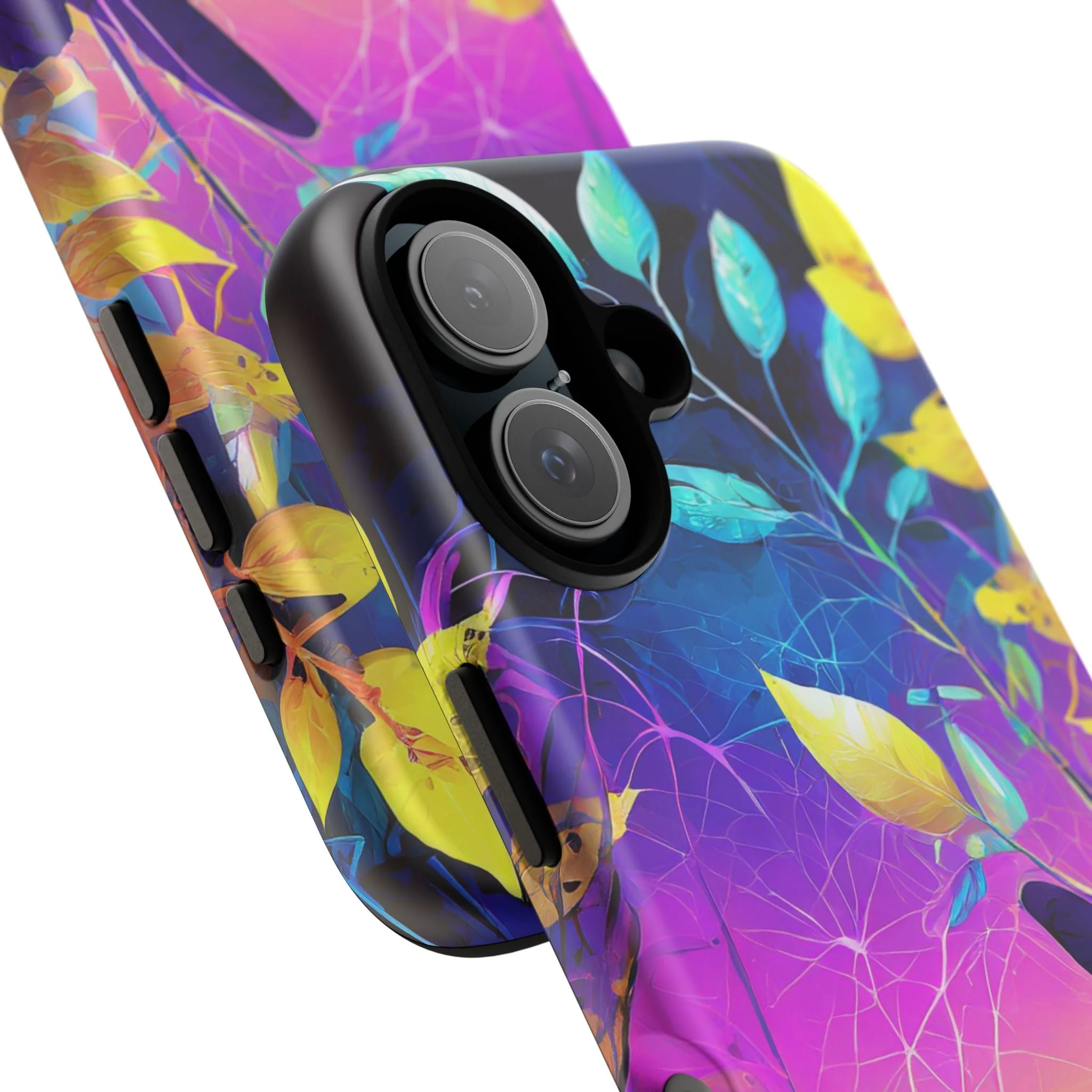Artistic Vibrant Neon Floral Leaf Tough Phone Case - Image 100