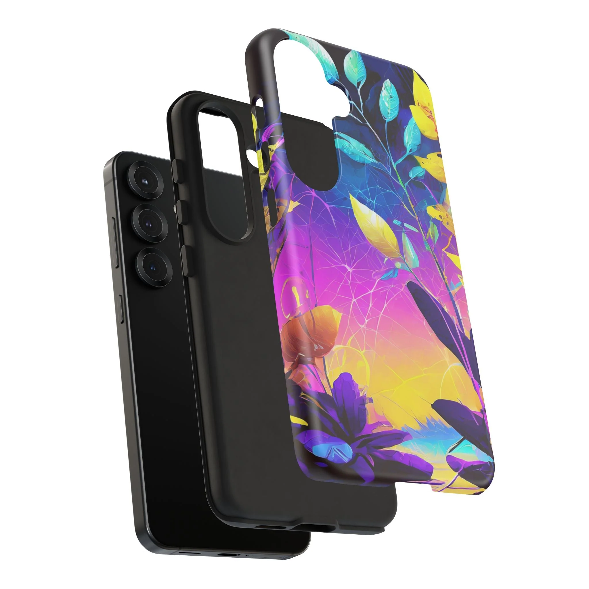Artistic Vibrant Neon Floral Leaf Tough Phone Case - Image 138