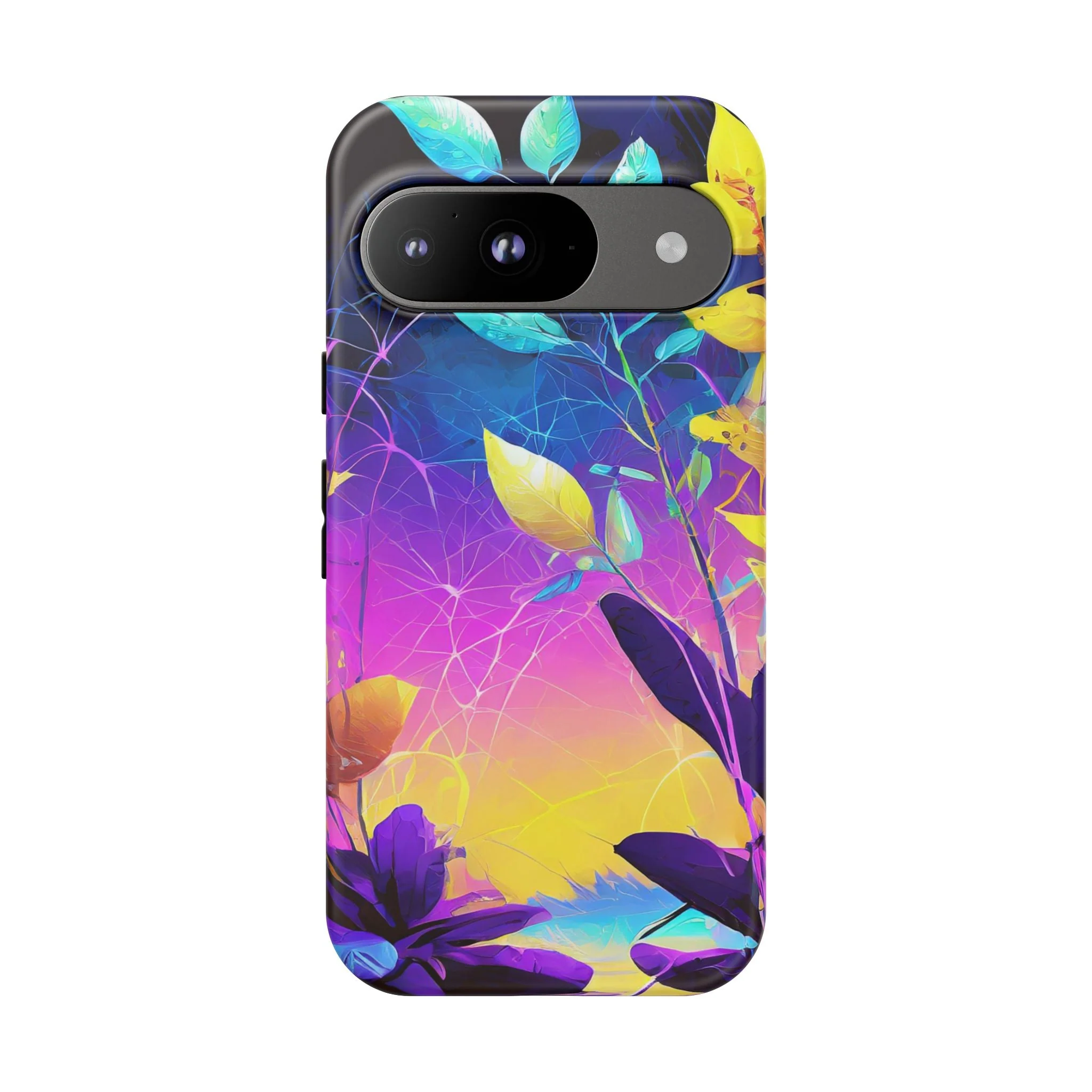 Artistic Vibrant Neon Floral Leaf Tough Phone Case - Image 42