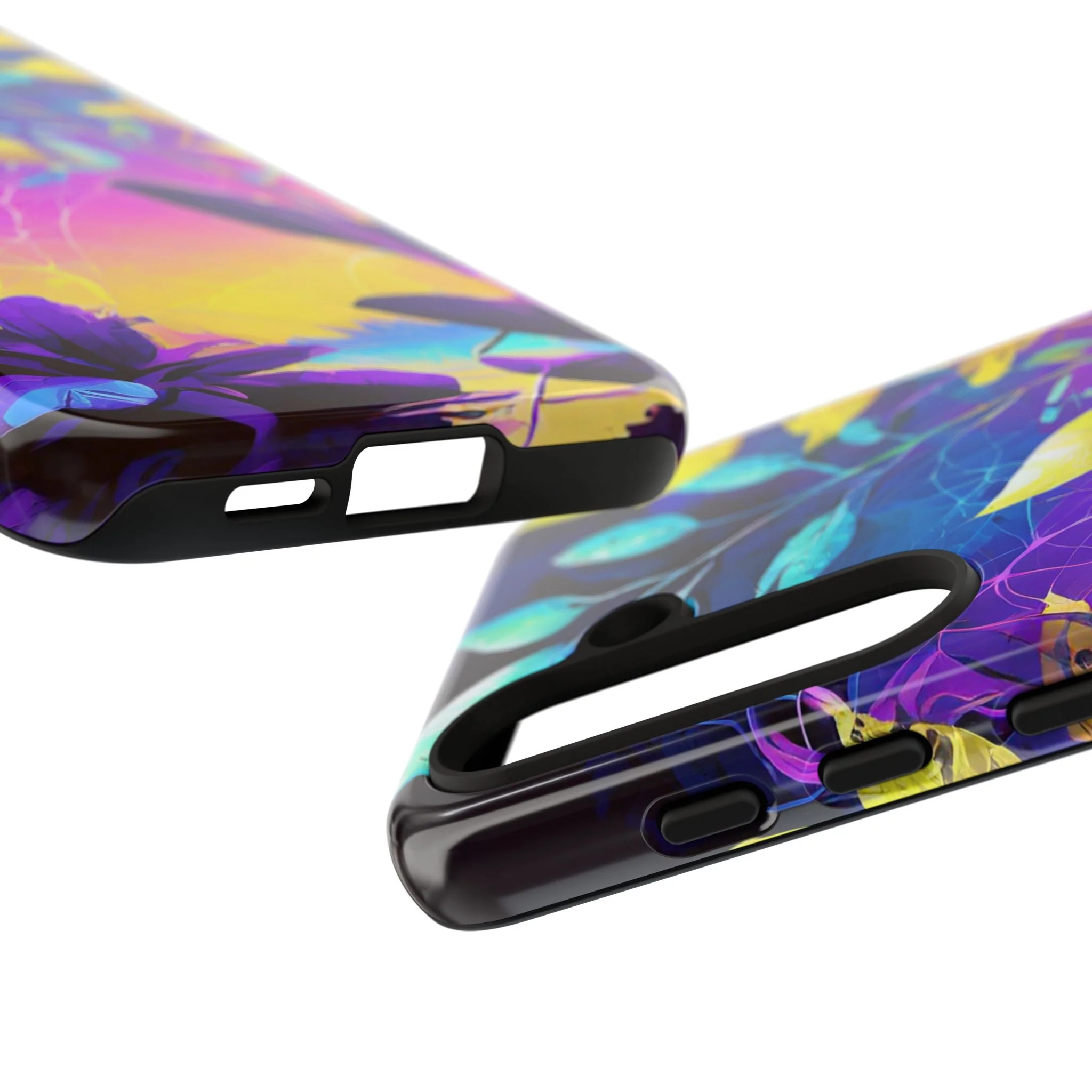Artistic Vibrant Neon Floral Leaf Tough Phone Case - Image 86