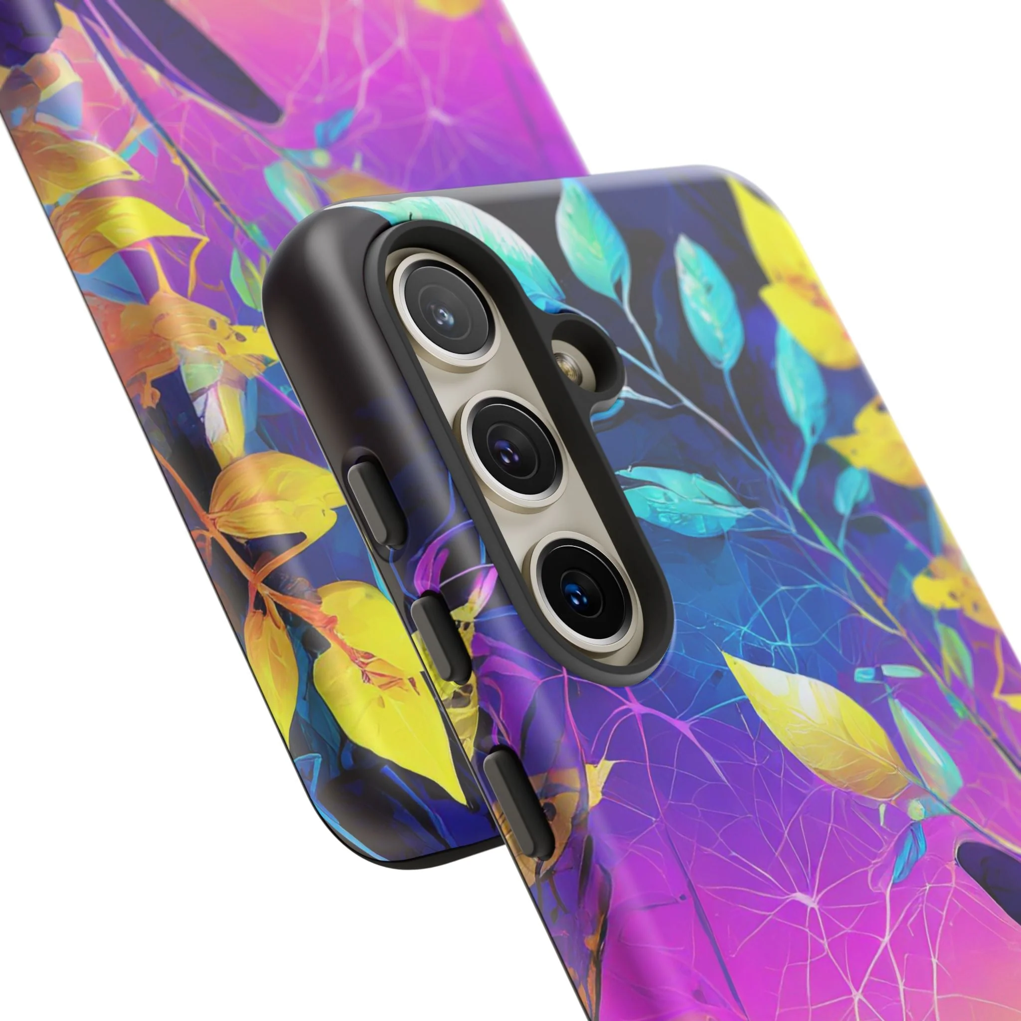 Artistic Vibrant Neon Floral Leaf Tough Phone Case - Image 88