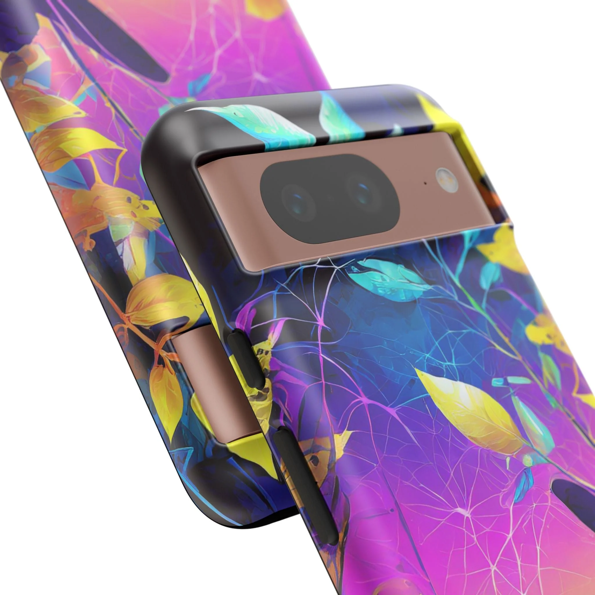 Artistic Vibrant Neon Floral Leaf Tough Phone Case - Image 94