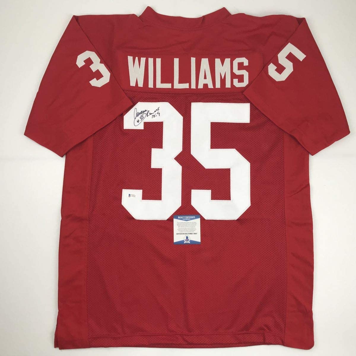 Autographed/Signed Aeneas Williams Arizona Red Football Jersey Beckett BAS COA - Image 2