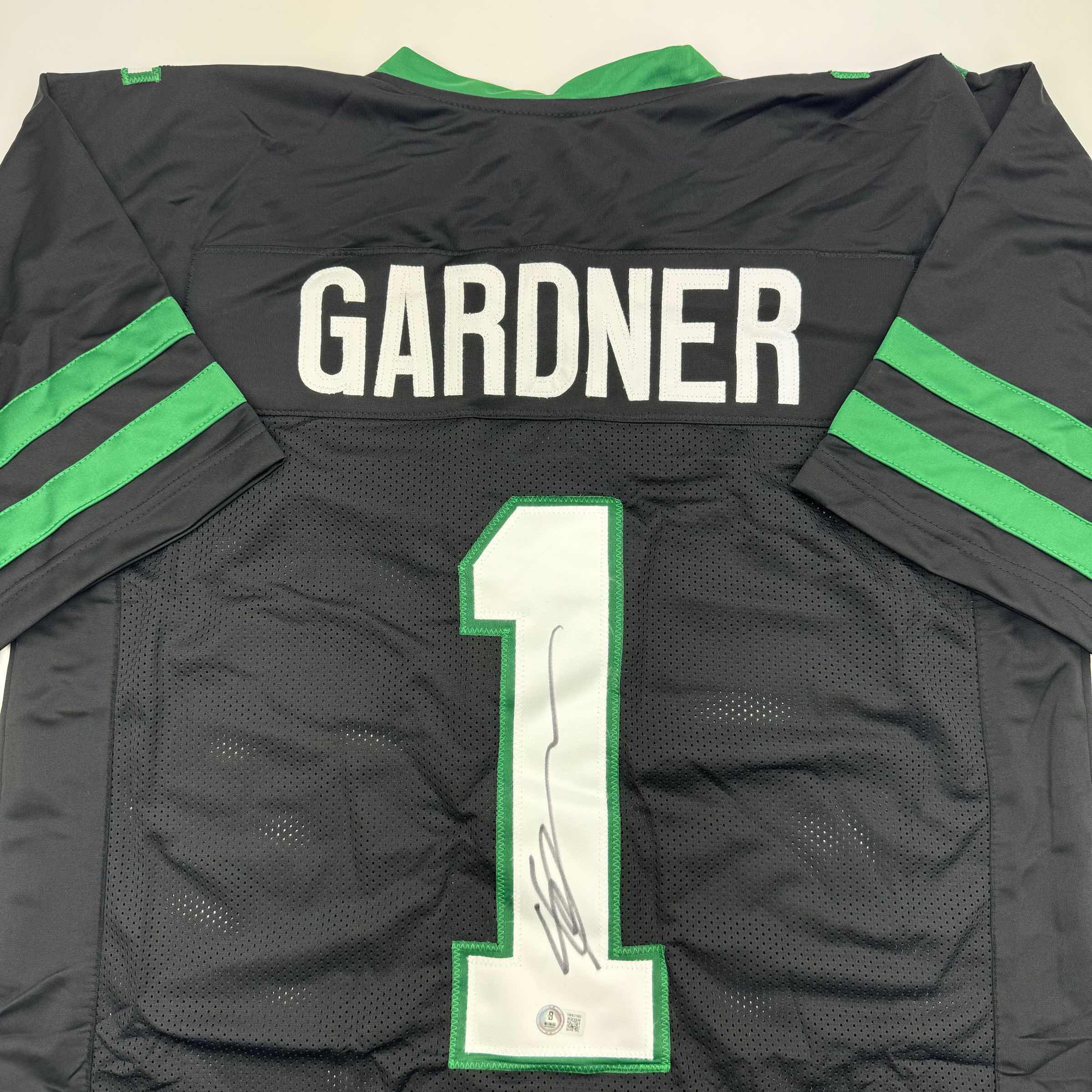 Autographed/Signed Ahmad Sauce Gardner New York Black Football Jersey Beckett BAS COA #2 - Image 2