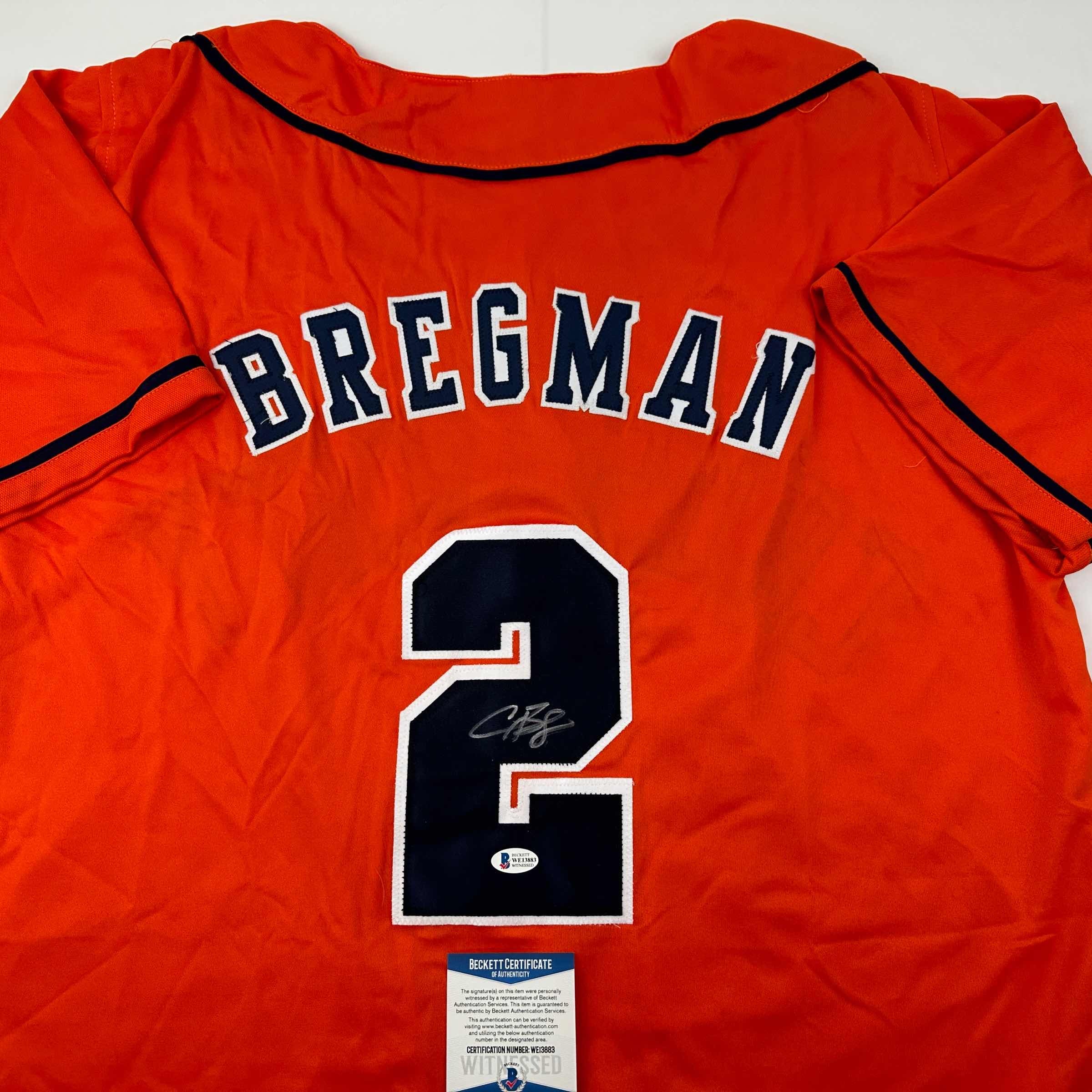 Autographed/Signed Alex Bregman Houston Orange Baseball Jersey Beckett BAS COA - Image 2