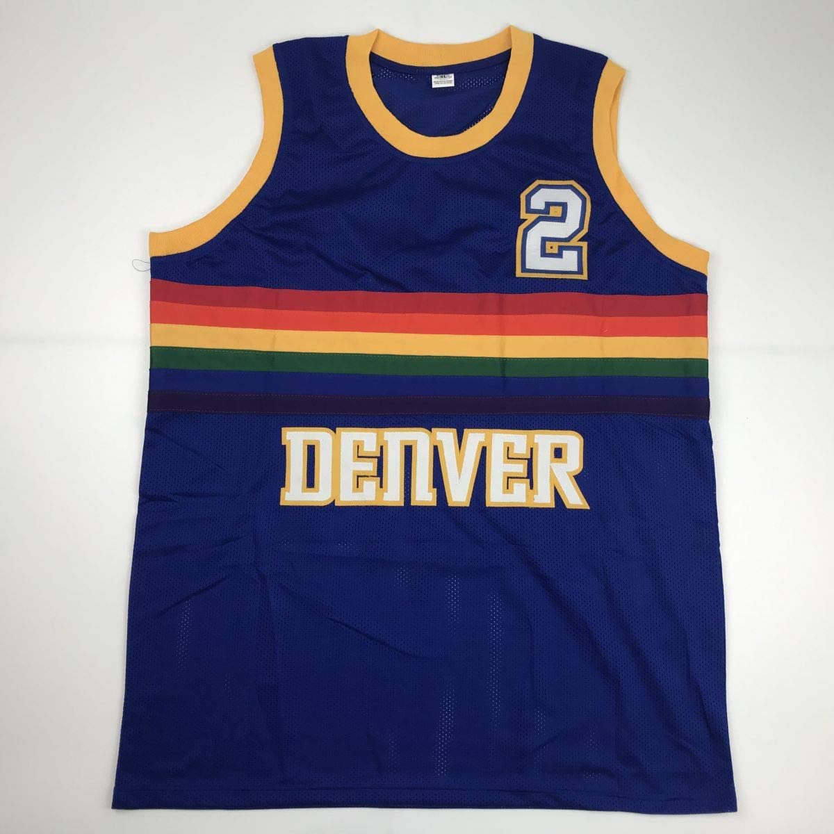 Autographed/Signed Alex English Denver Blue Basketball Jersey PSA/DNA COA - Image 4