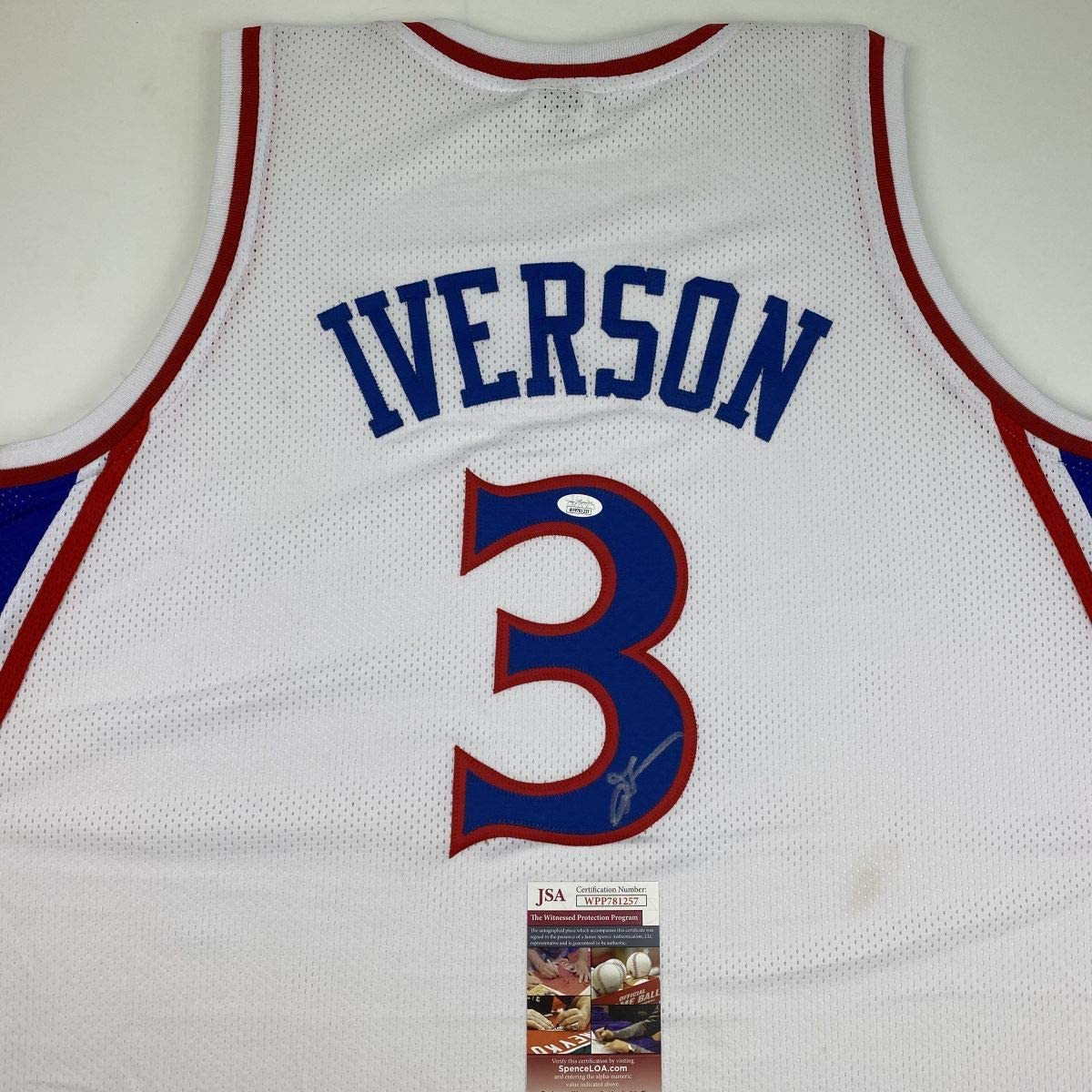 Autographed/Signed Allen Iverson Philadelphia White Retro Basketball Jersey JSA COA - Image 2