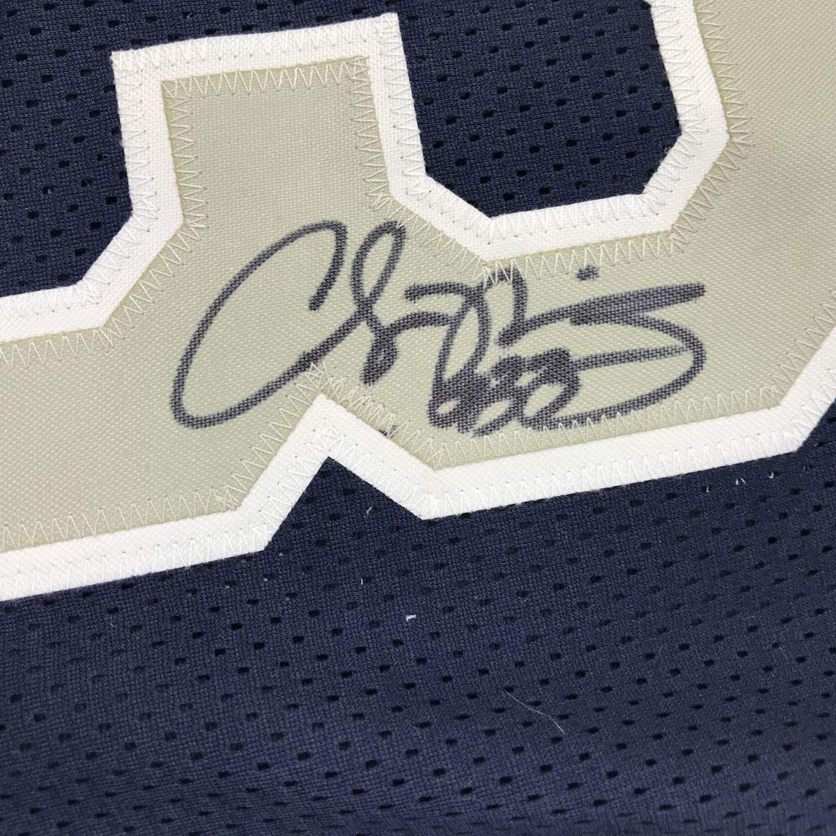 Autographed/Signed Alonzo Mourning Georgetown Blue College Basketball Jersey JSA COA - Image 3