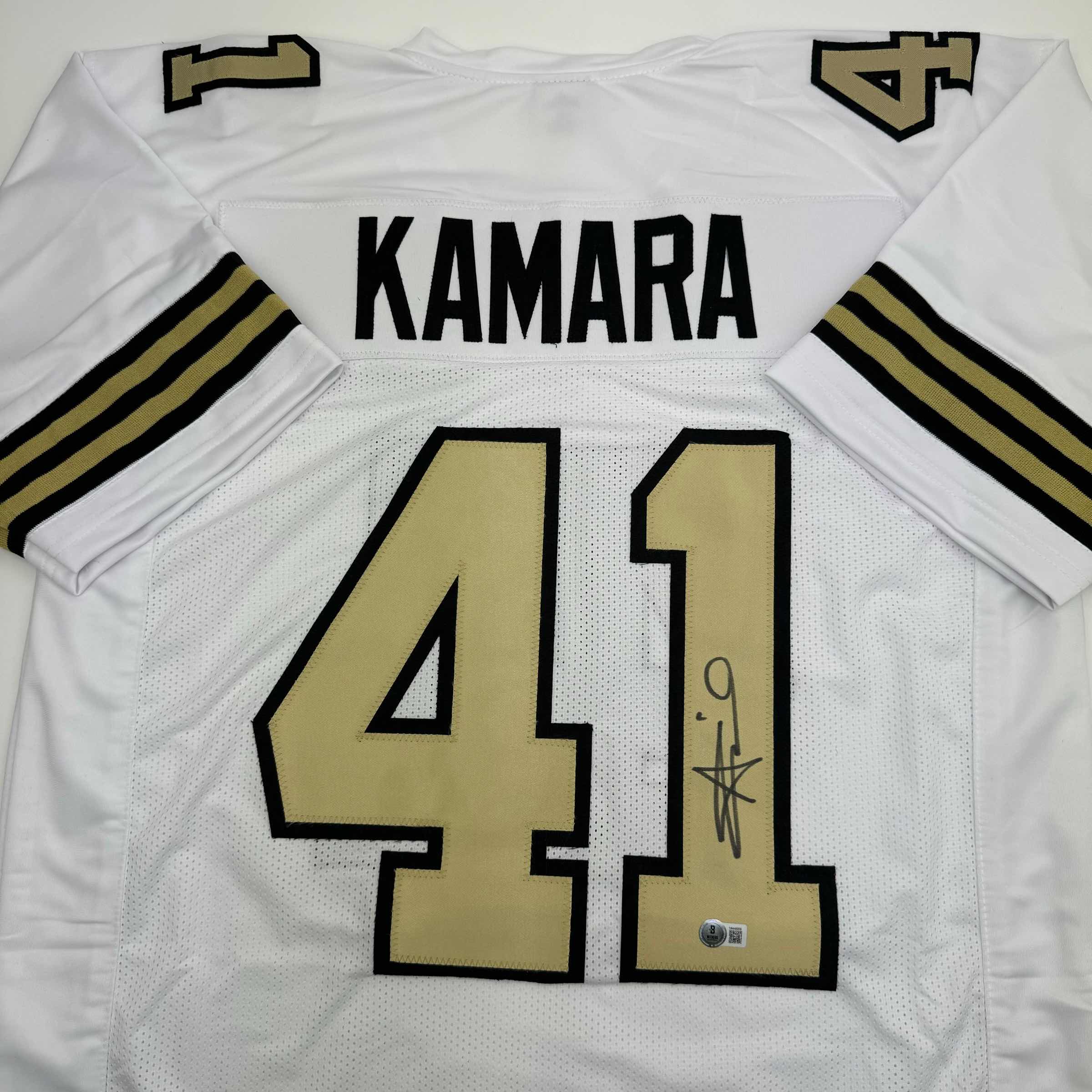 Autographed/Signed Alvin Kamara New Orleans White Color Rush Football Jersey Beckett BAS COA - Image 2