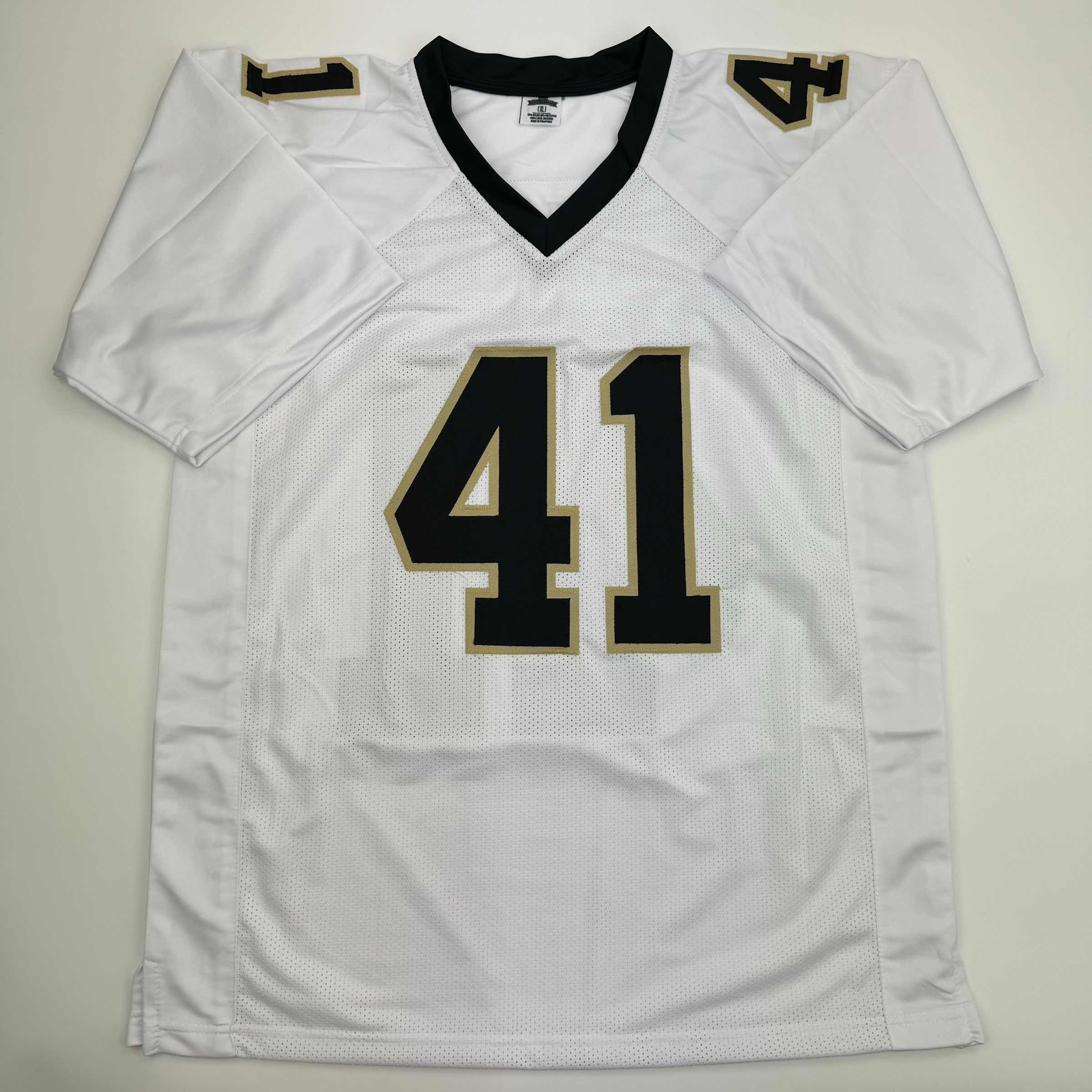 Autographed/Signed Alvin Kamara New Orleans White Football Jersey Beckett BAS COA - Image 4