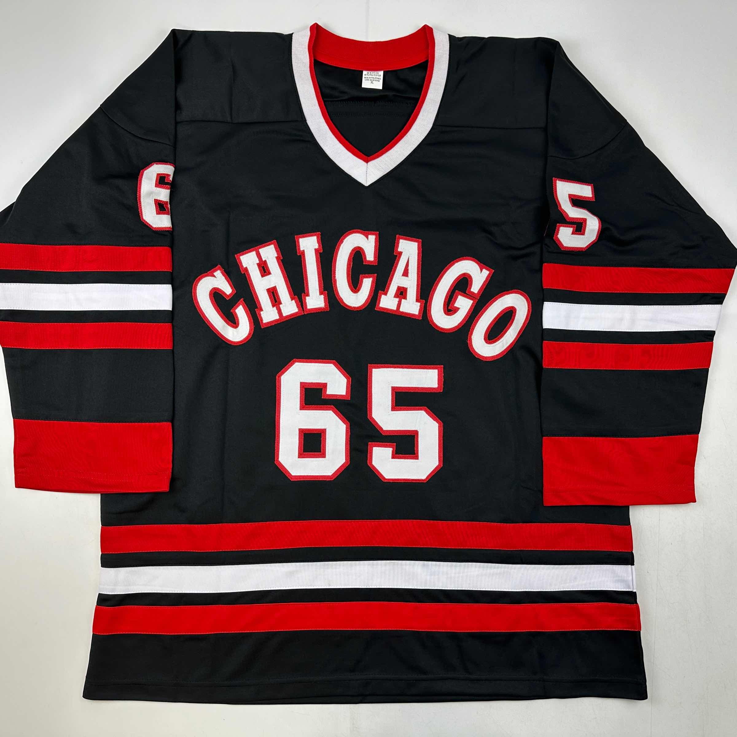 Autographed/Signed Andrew Shaw Chicago Black Hockey Jersey JSA COA - Image 4