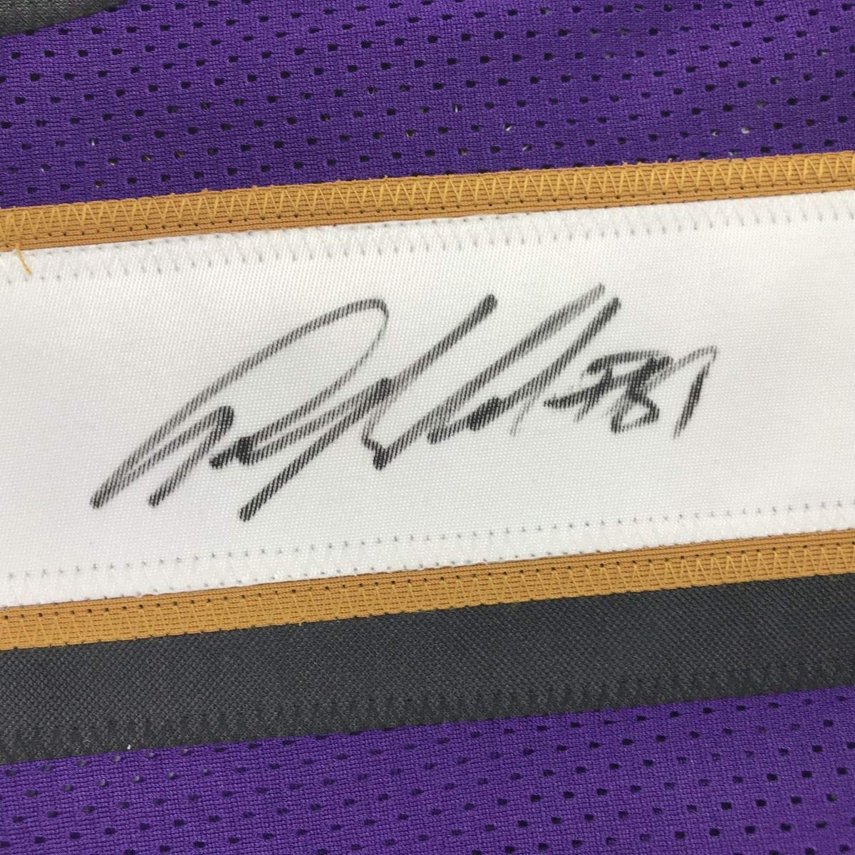 Autographed/Signed Anquan Boldin Baltimore Purple Football Jersey Beckett BAS COA - Image 3