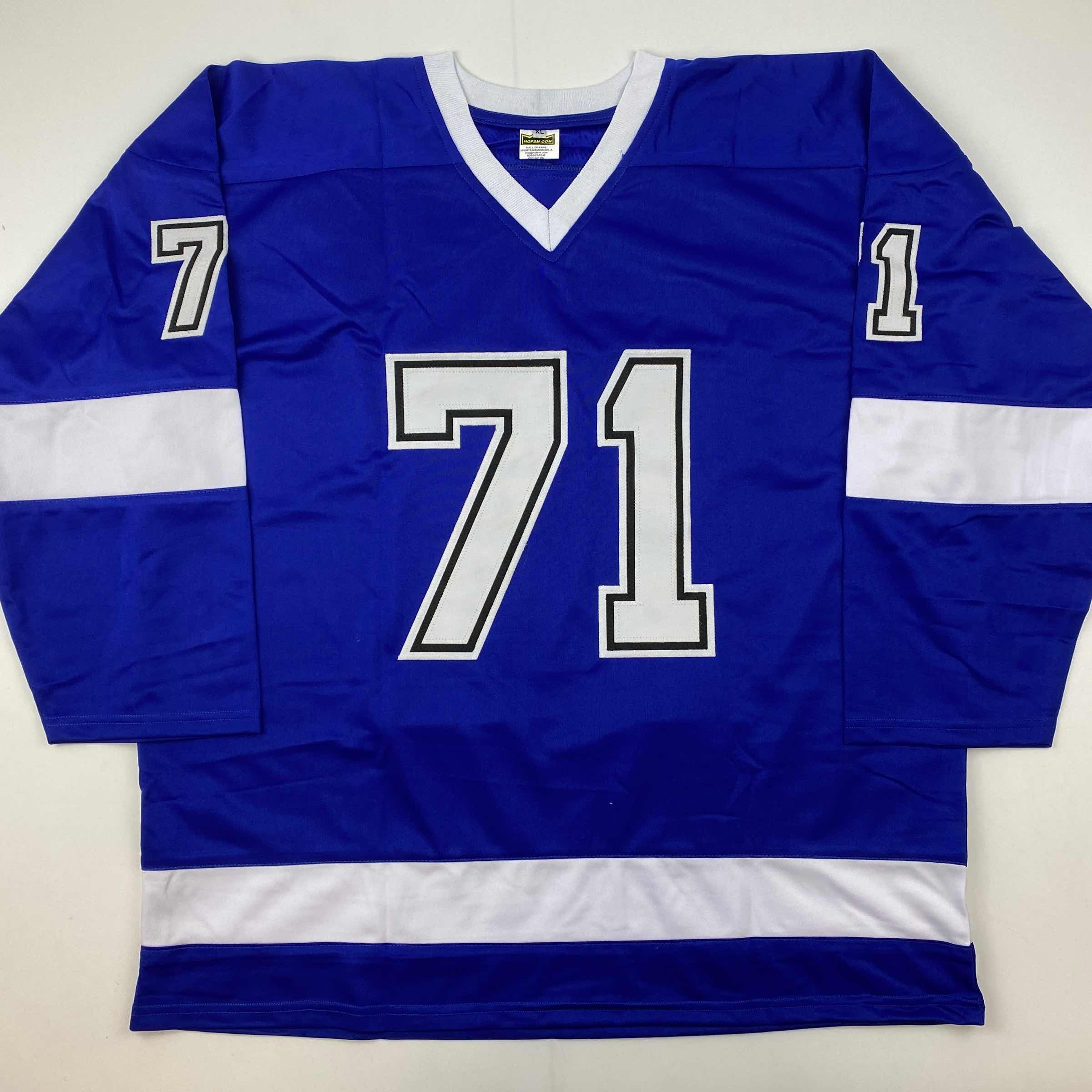 Autographed/Signed Anthony Cirelli Tampa Bay Blue Hockey Jersey JSA COA - Image 4